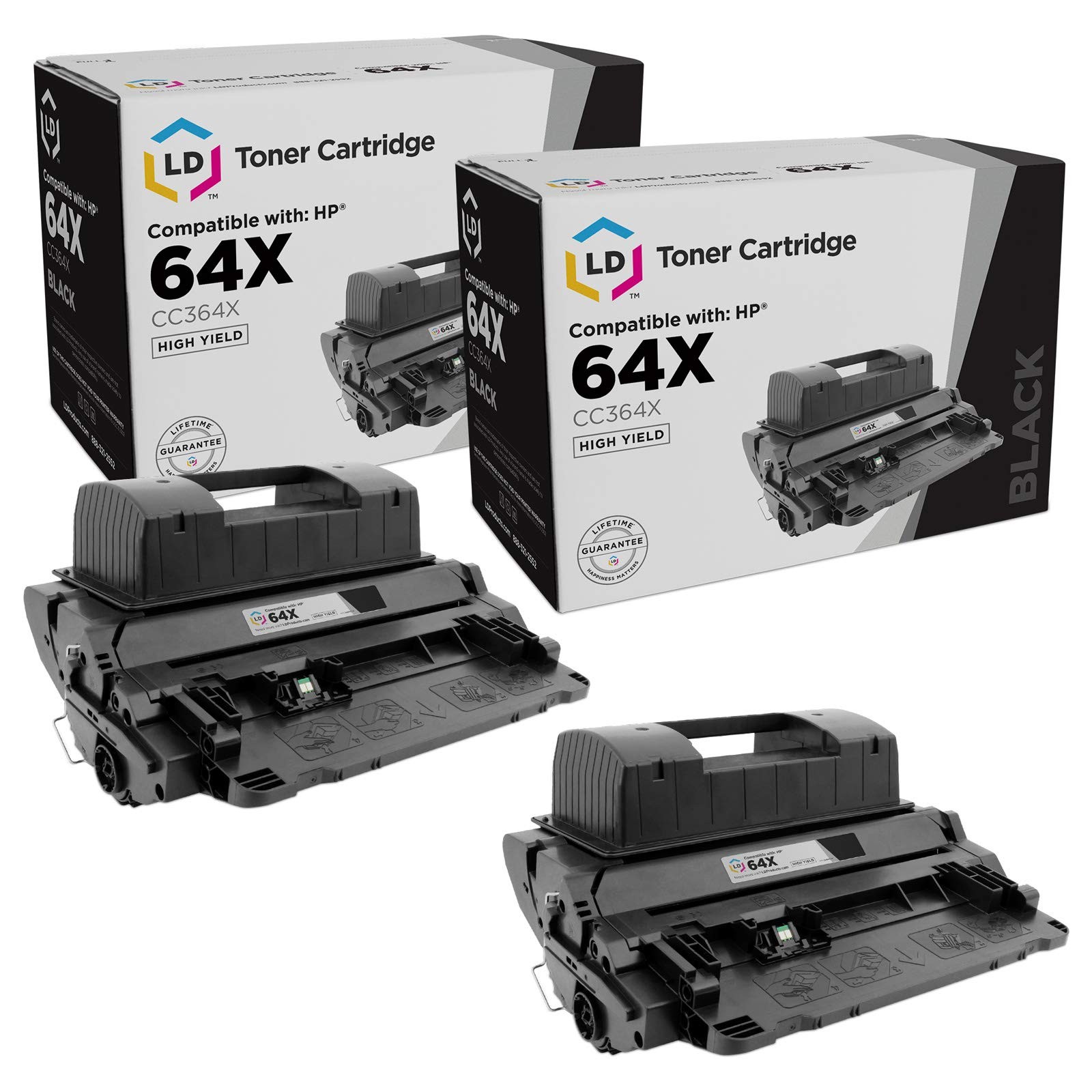 LD 2PK CC364X 64X HY Black Laser Toner Cartridge for HP LaserJet P4015tn P4515tn