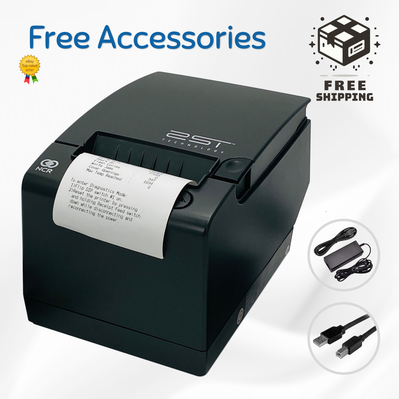 NCR 7198-2003-9001 Two-Sided Thermal POS Receipt Printer - USB & Serial Ports