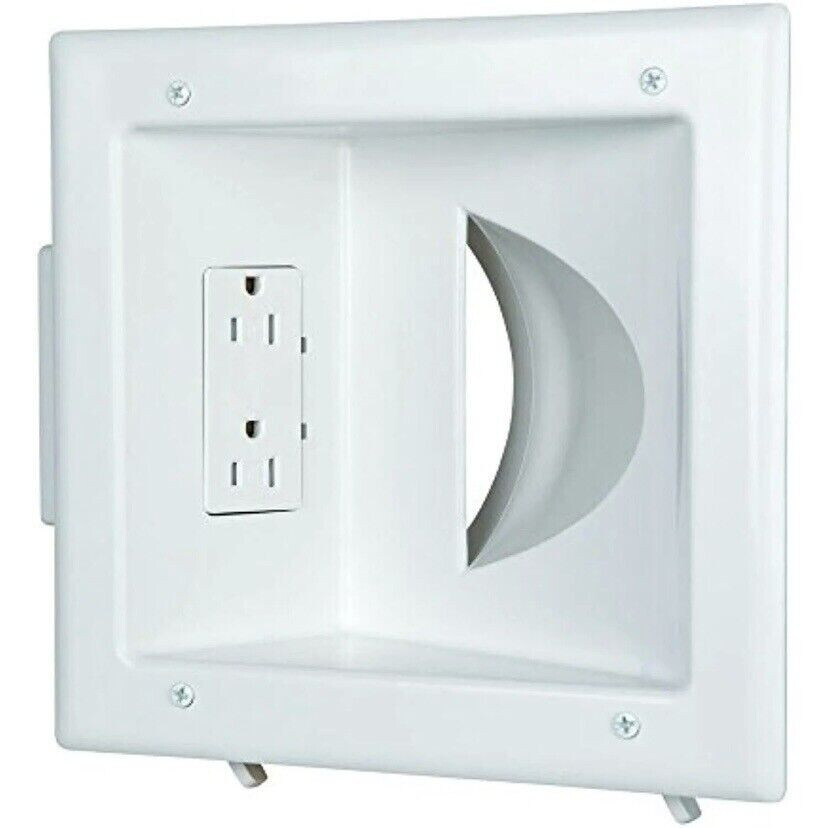 Recessed Media Plate, 8.5x9x14.25 in, White, ETL, w/ Hardware, 1-Gang by CE Tech