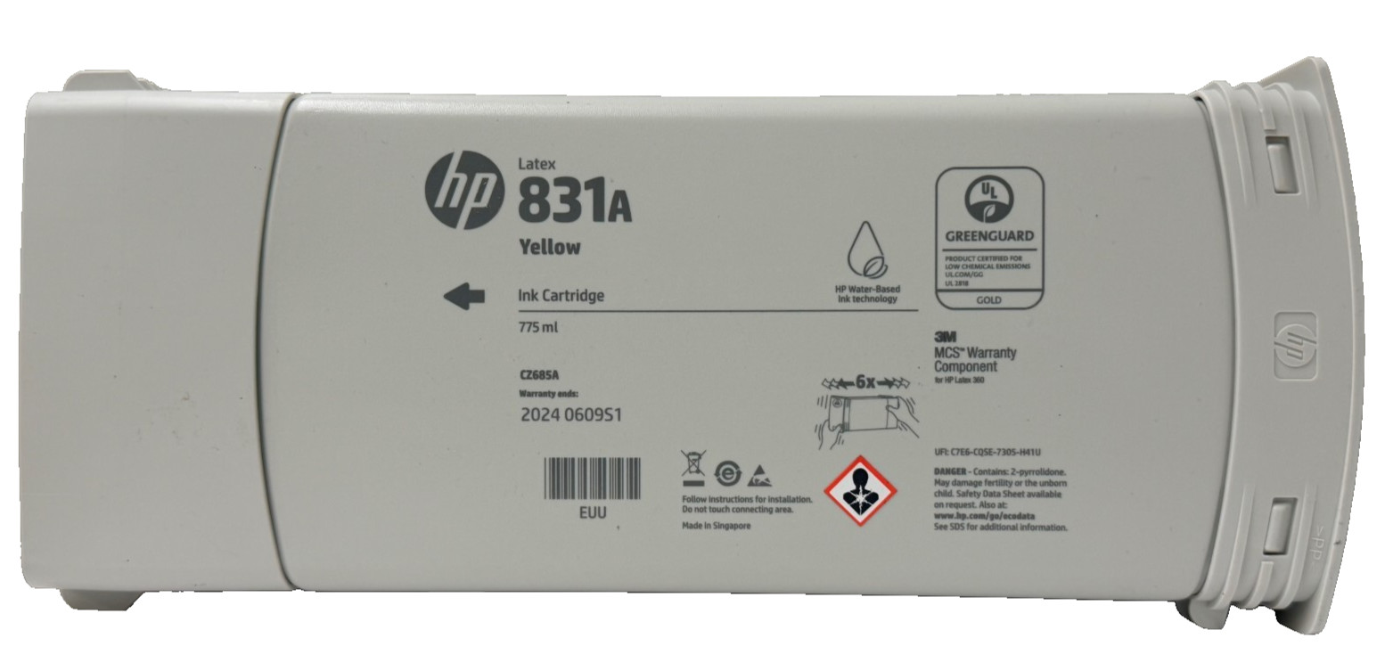 New Genuine HP 831A Yellow Ink Cartridge Box 775ml