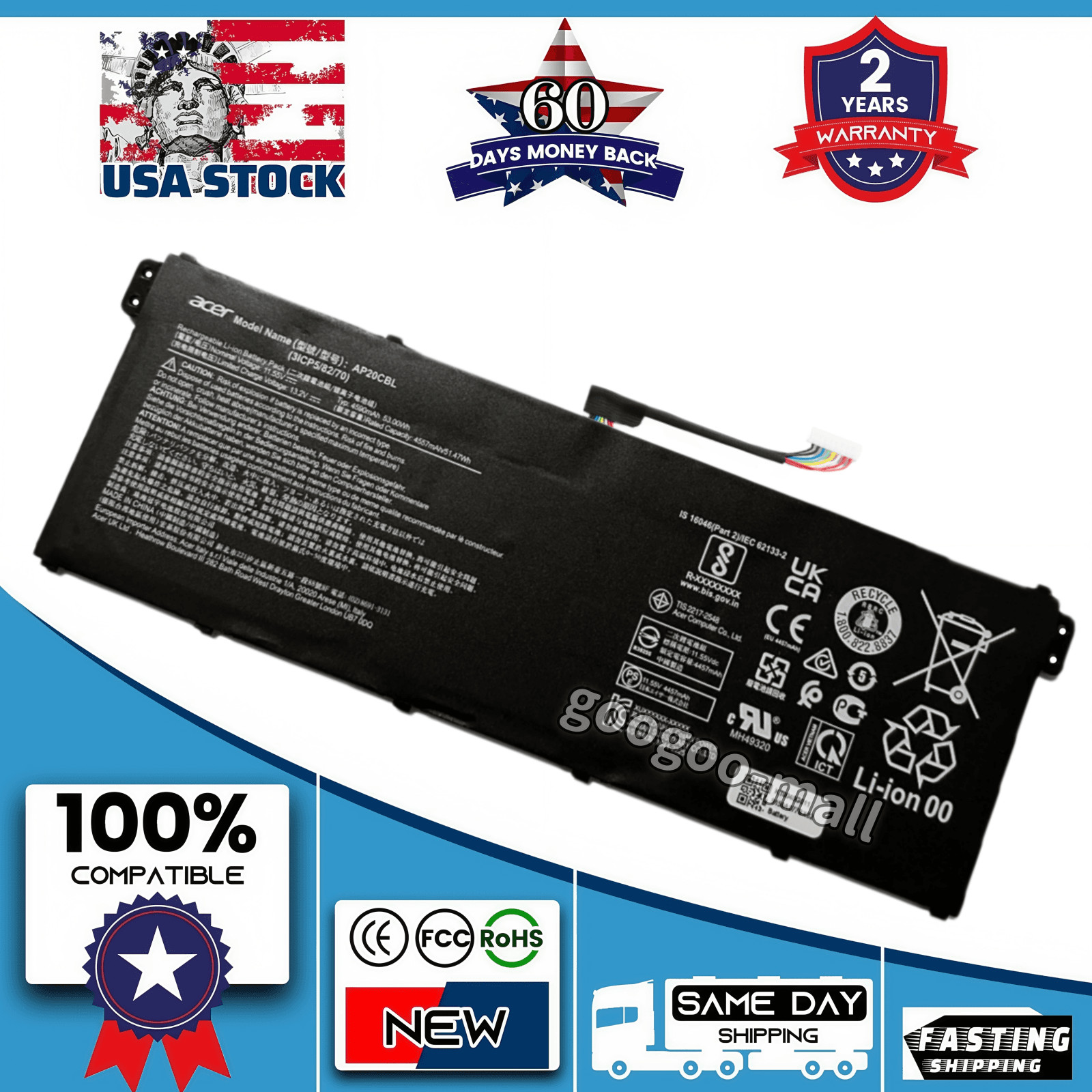 OEM AP20CBL Battery for Acer Aspire 5 A515-45 Swift 3 SF314 Aspire 7 A715-43G