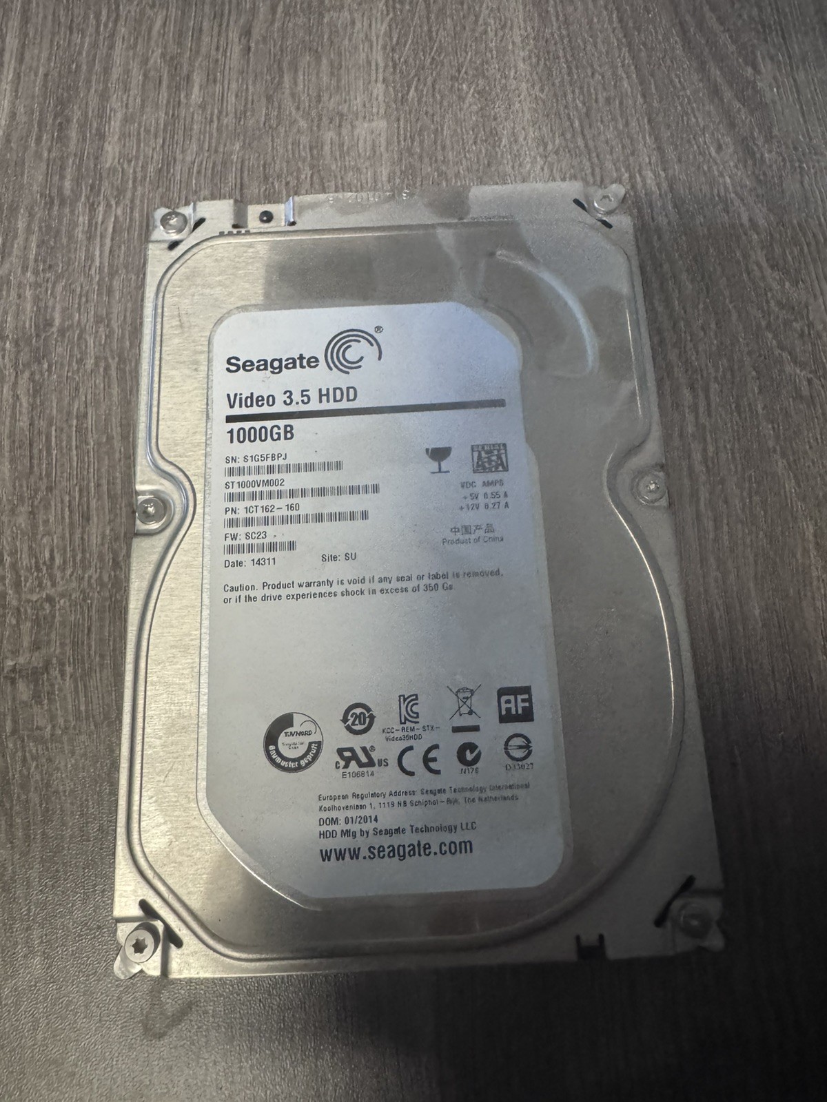 Seagate Video 1TB ST1000VM002 SATA 3.5" PC CCTV DVR HDD Hard Drive POH: 1 11TBS8