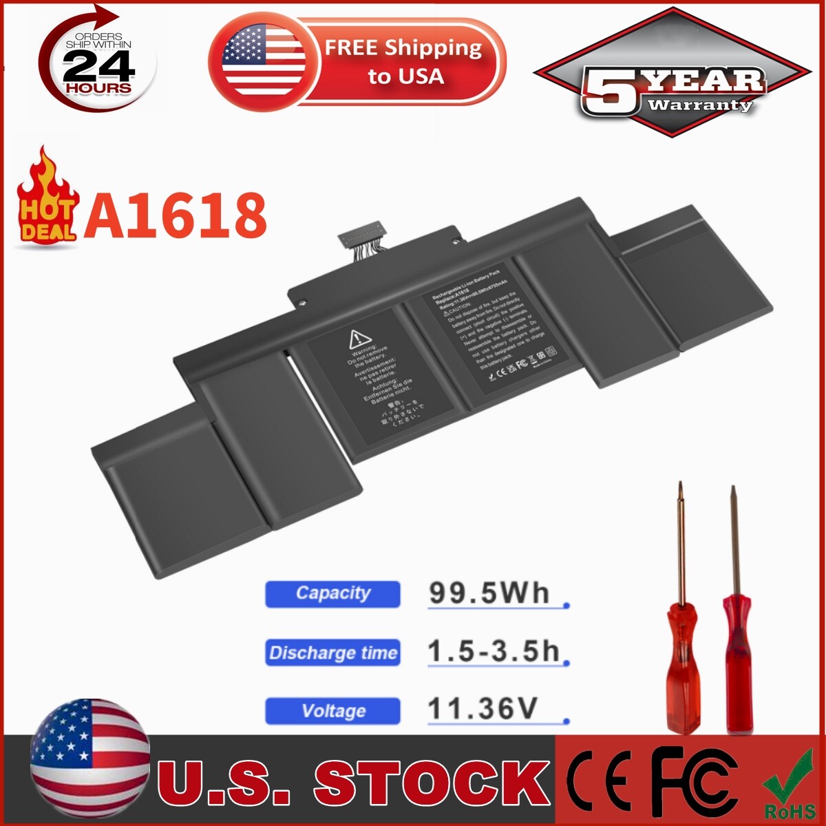 A1494 Battery for MacBook Pro 15"A1398 Mid 2015 Mid 2014 Late 2013 EMC2674 A1618