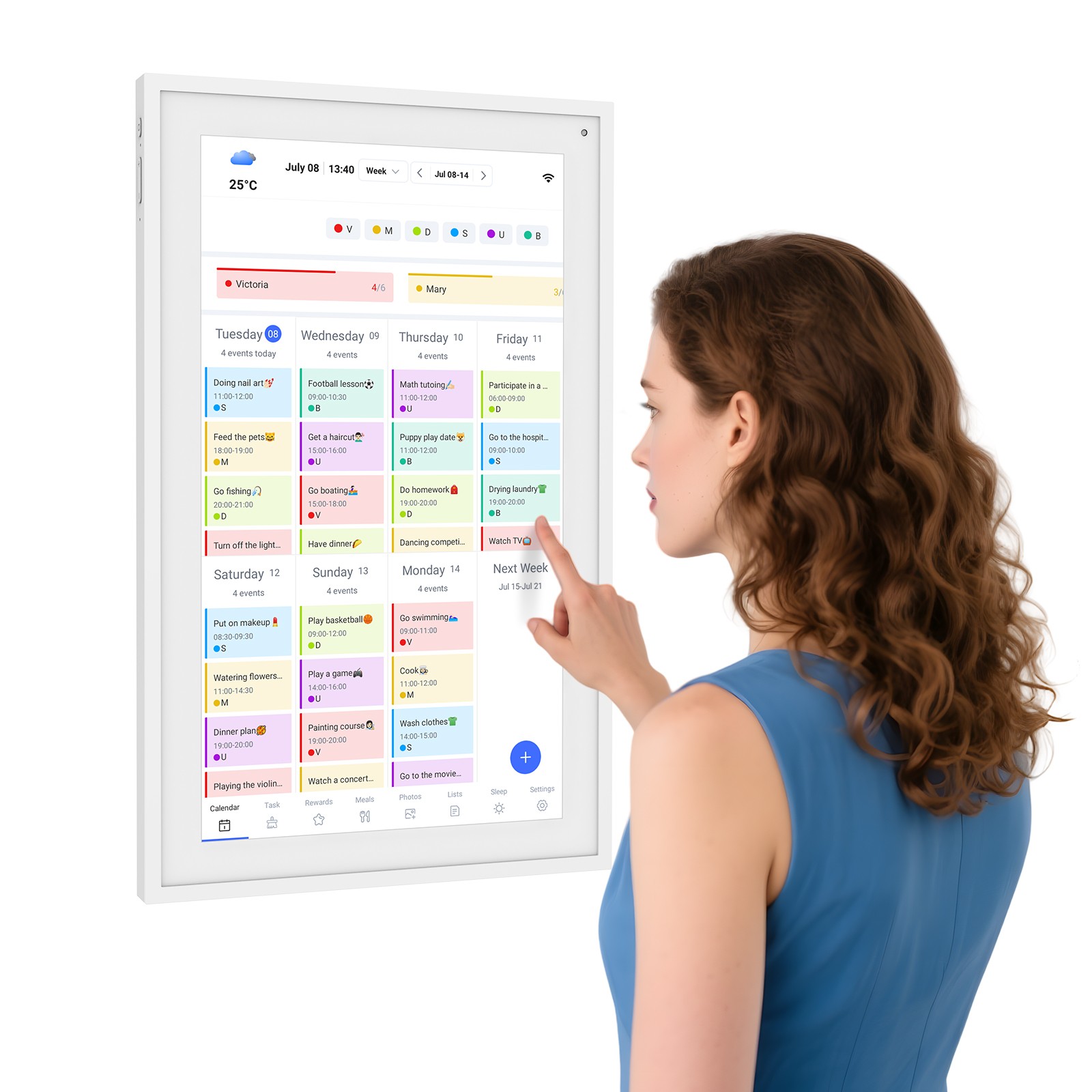 TABWEE 15.6" Digital Calendar Touchscreen WiFi6 Wall&Stand Family Organizer Gift