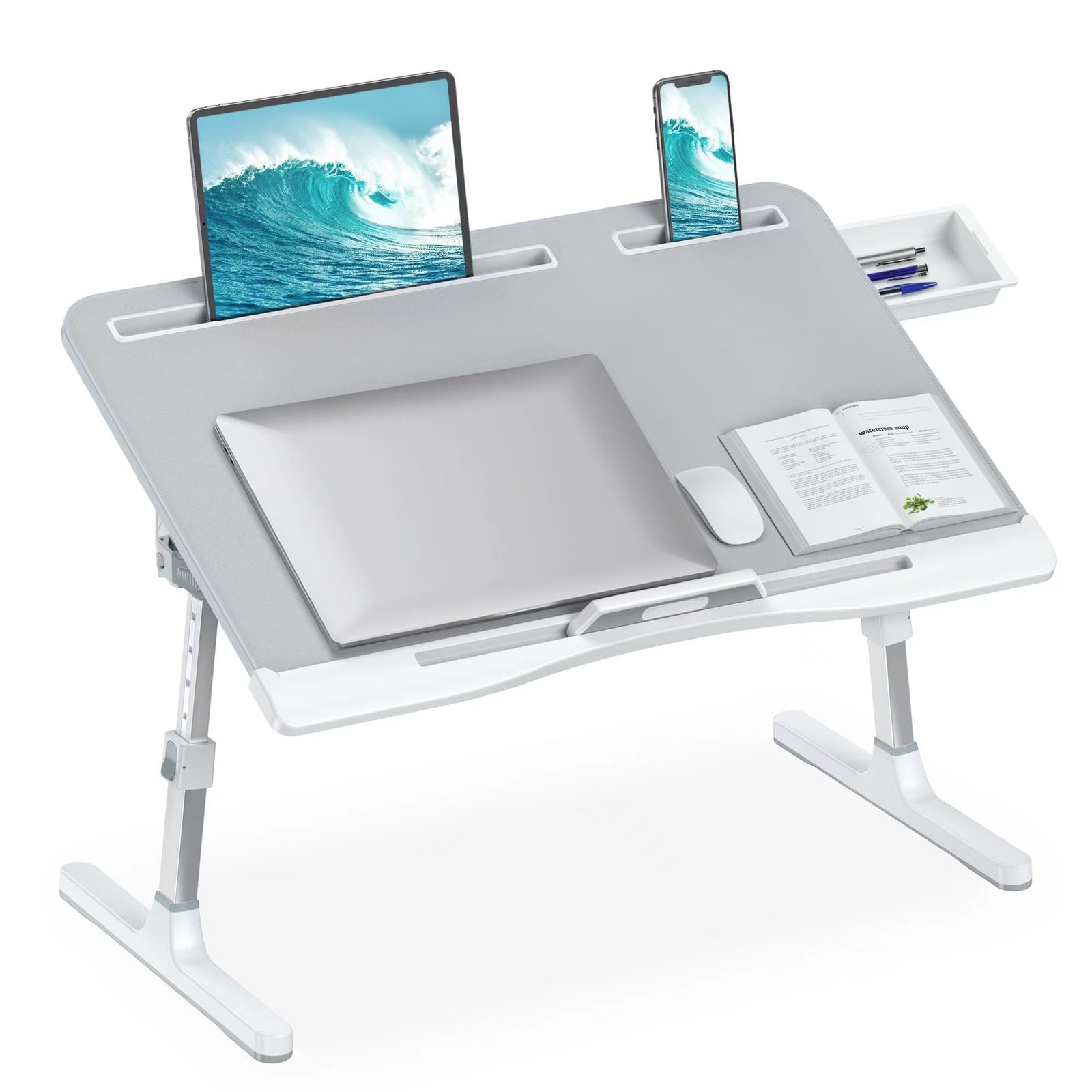 Bed Desk for Laptop, X-Large Leather Adjustable Lap Desks for Adults