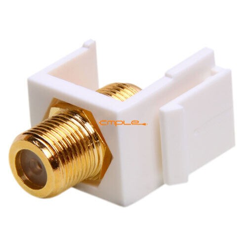 F-Type Keystone Jack Coaxial Cable Female Coupler White F Insert for Wall Plate