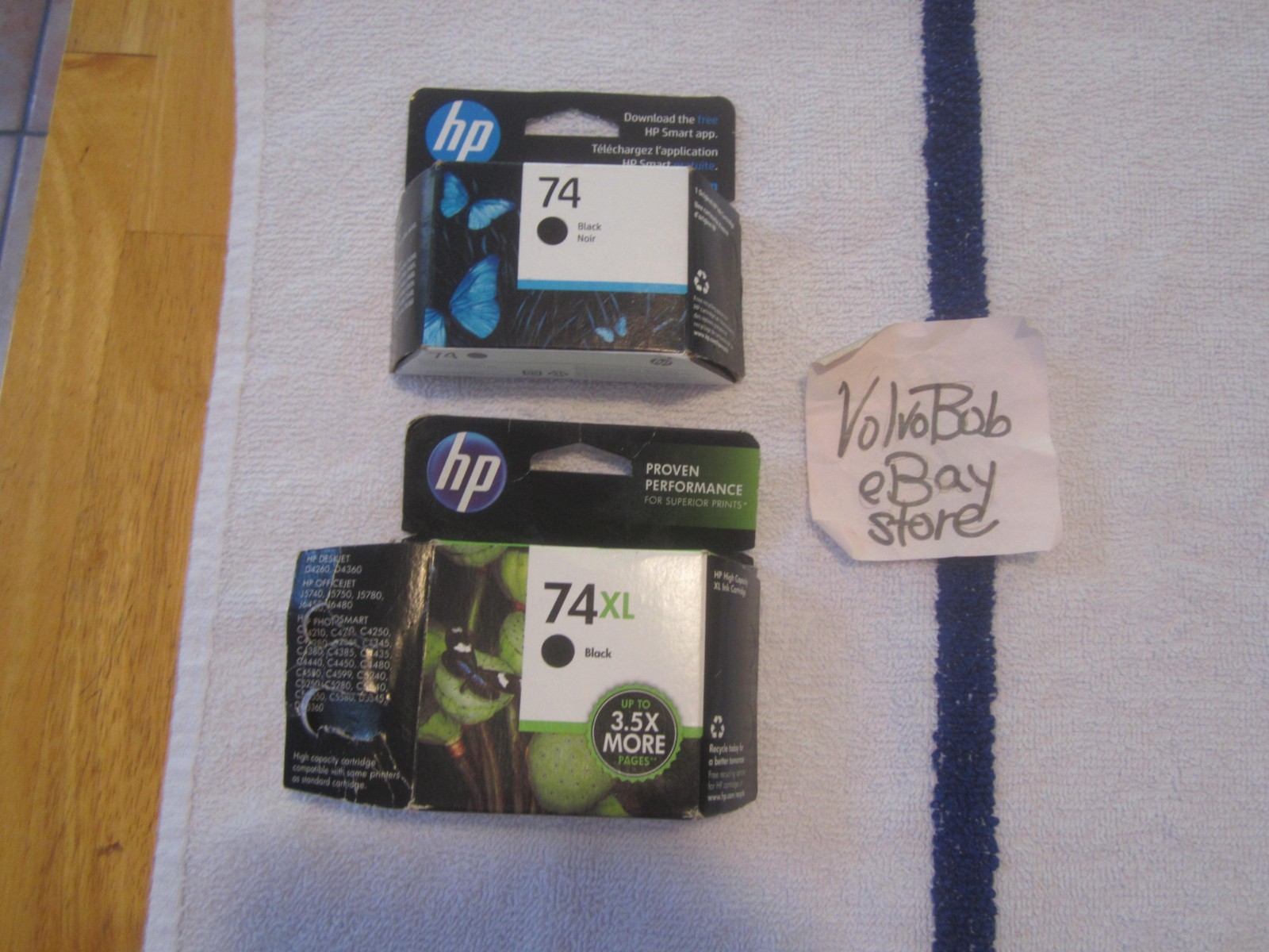 GENUINE HP 74 & 74XL Black Ink Cartridges - EXPIRED DATES ON BOTH PACKAGES