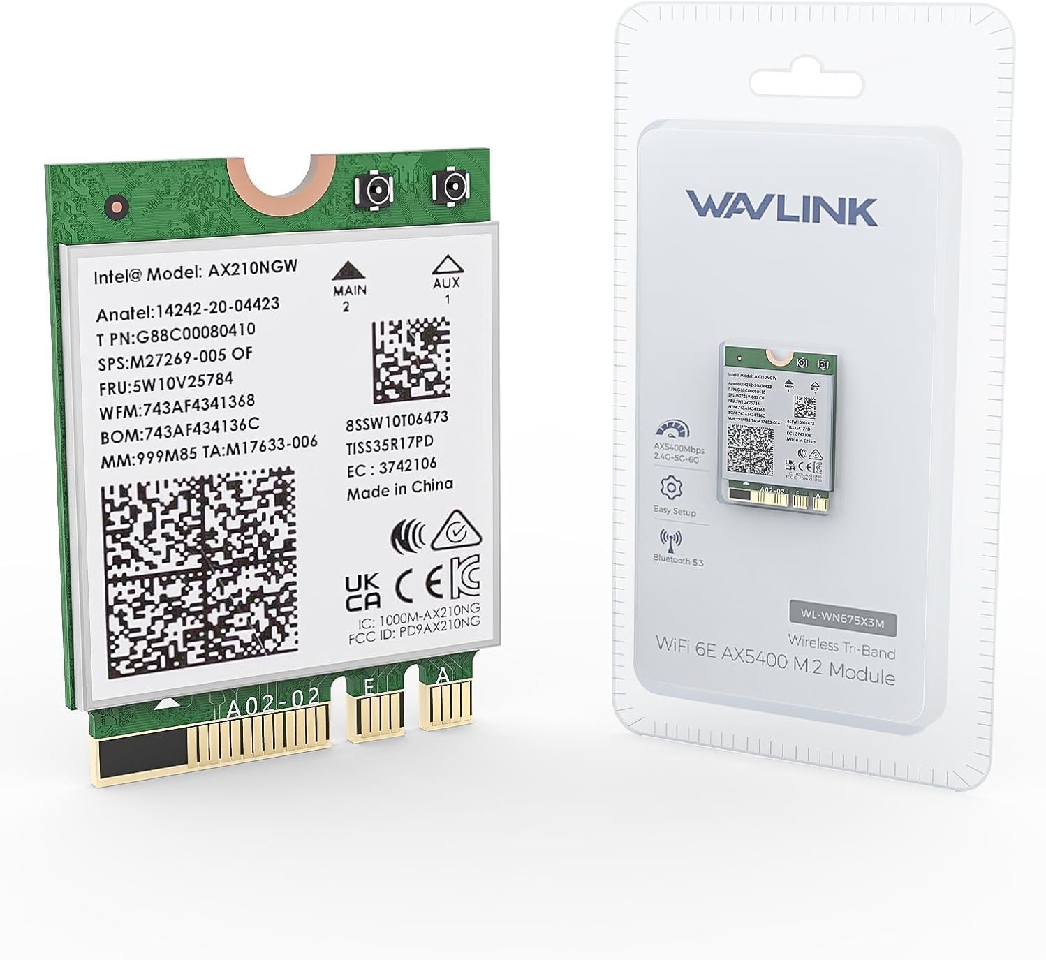 WAVLINK WiFi 6E Wireless Card with Bluetooth 5.3, 2026 Tri-Band AXE5400 T49-33