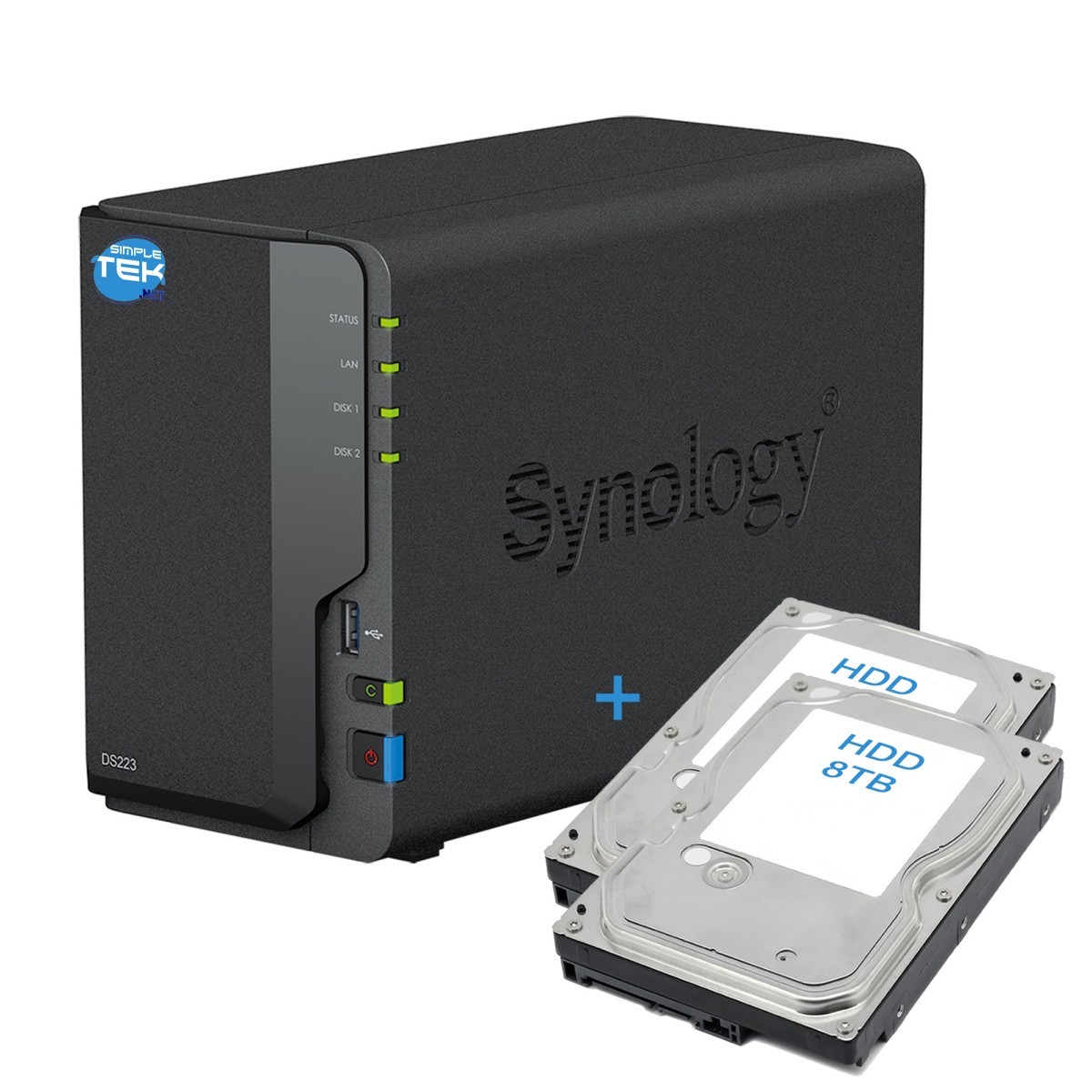 SYNOLOGY DS223 NAS 2-Bay Dual HDD 8TB Preinstalled SATA Ethernet LAN IP