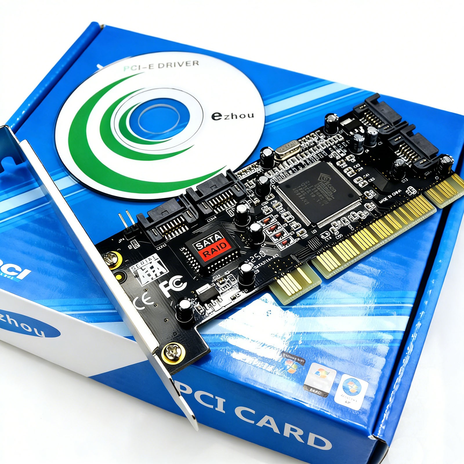 New 4 Port SATA PCI Expansion Card PCI To SATA Adapter Card RAID
