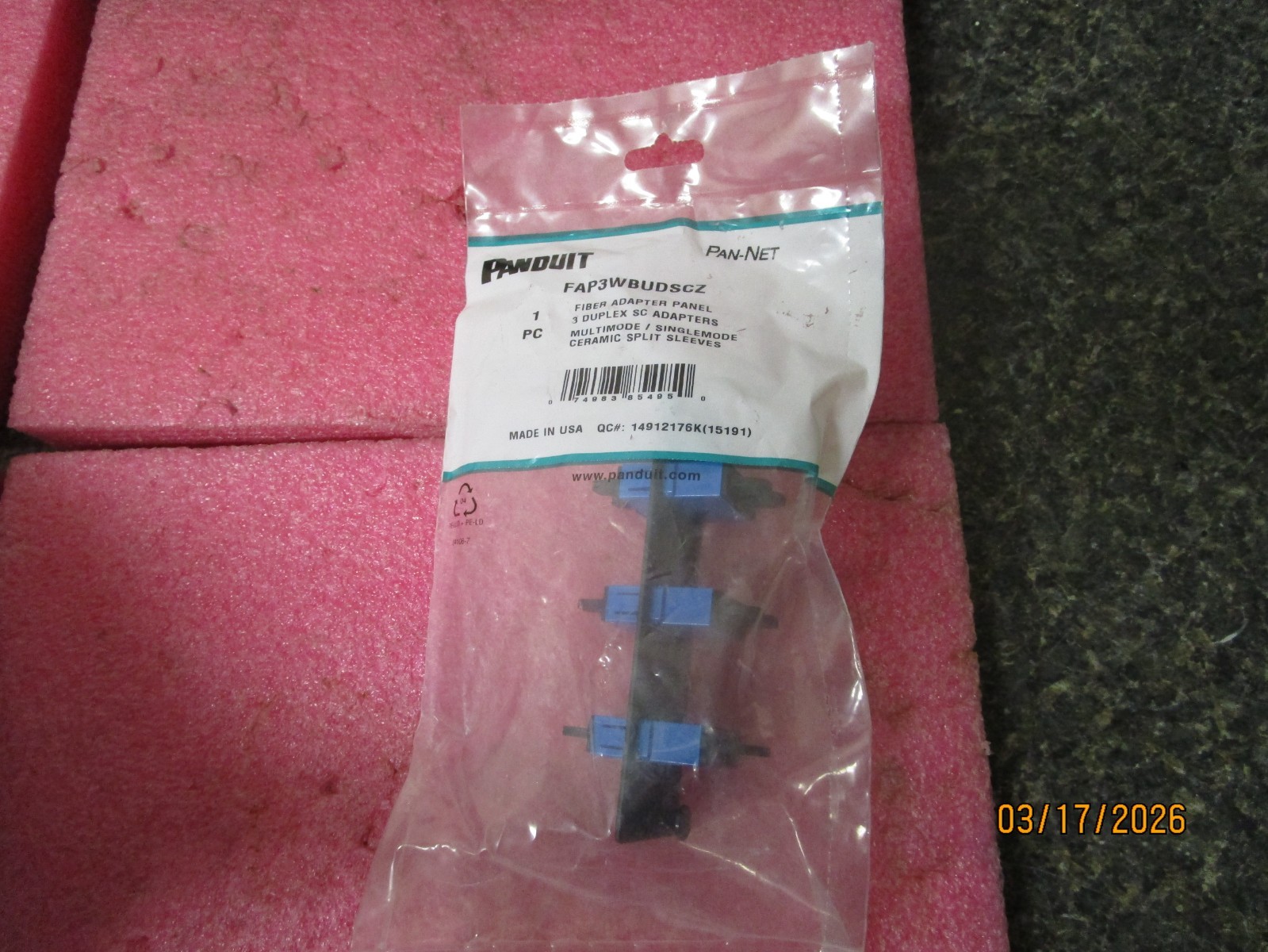 NEW Panduit Fiber Adapter Panel 3 Duplex SC Adapters Multmode FAP3WBUDSCZ