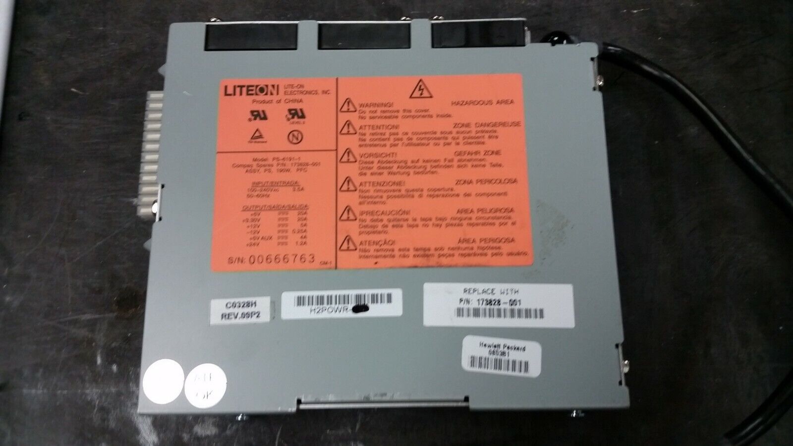 Compaq DL360 G1 173828-001 190W Power-Supply Lite-On PS-6191-1