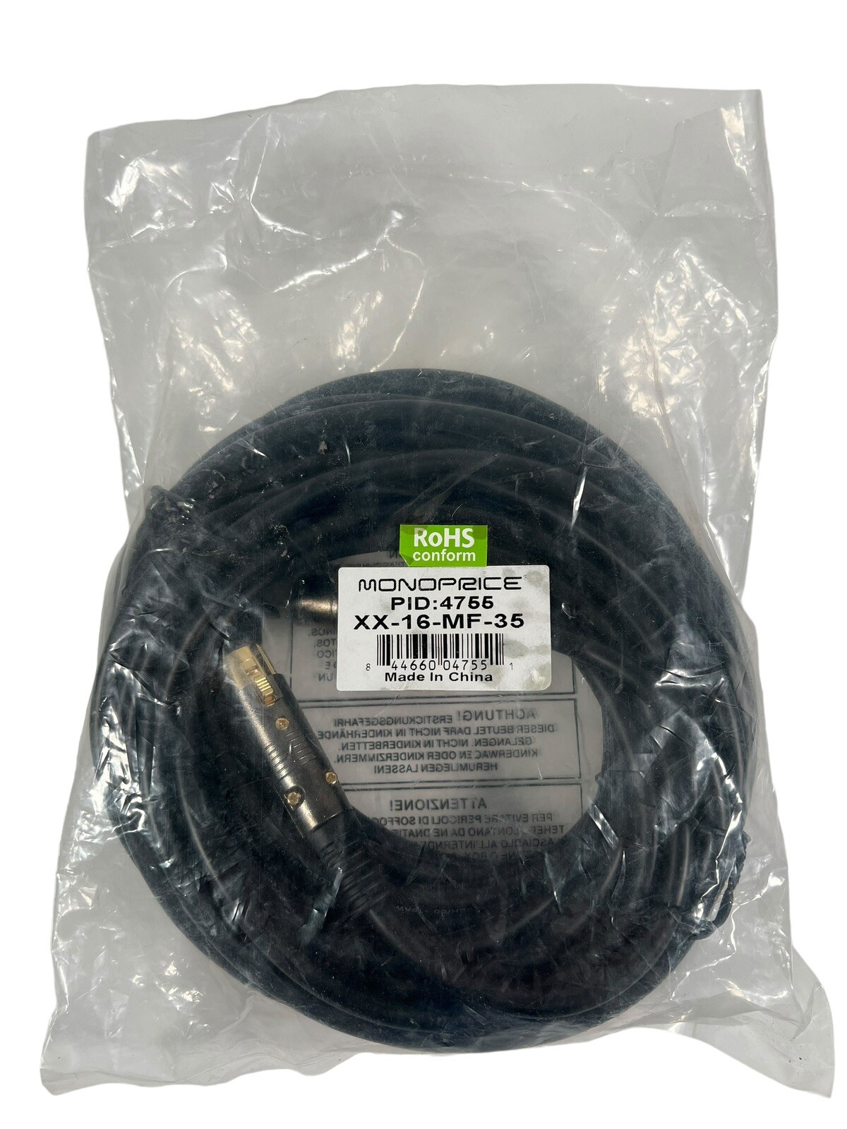 Monoprice 4755 XLR M TO XLR F CABLE 35FT