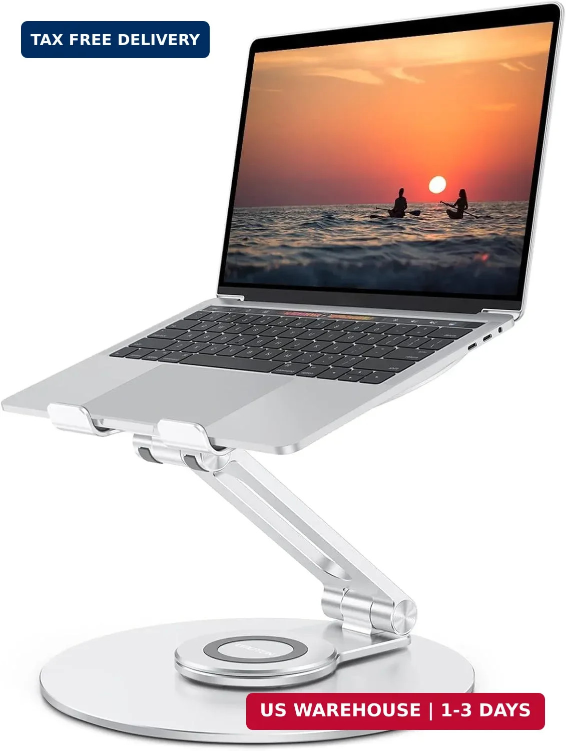 Adjustable Laptop Stand with 360 Rotating Base, Ergonomic Laptop Riser for Colla