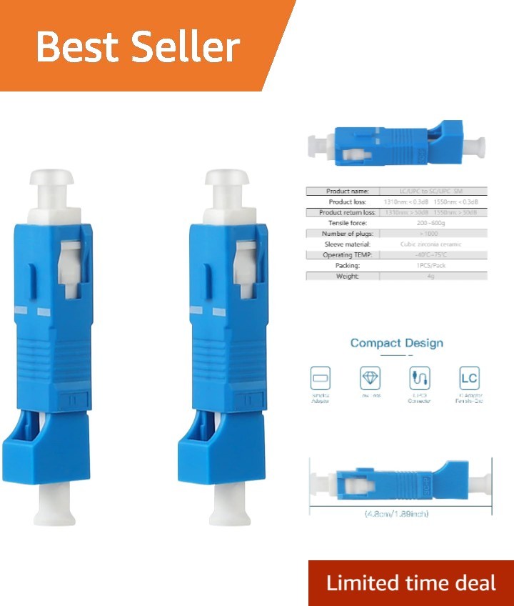 2 Pcs SC to LC Adapter - Single Mode 9/125um SC/UPC Male to LC/UPC Female Hyb...