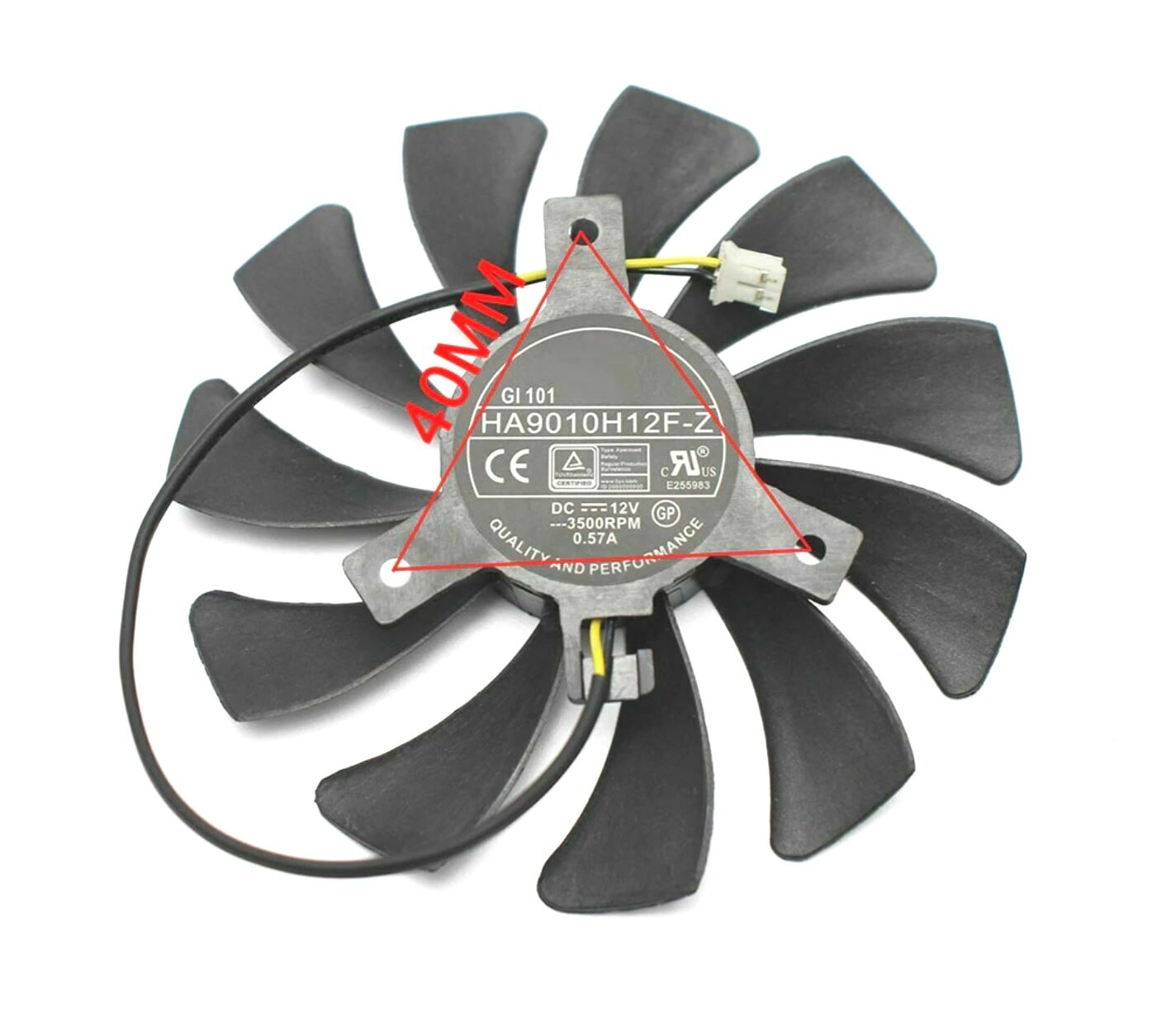 85mm MSI GTX1050Ti Single Fan Replacement 40mm 2Pin HA9010H12F-Z 12V 0.57A