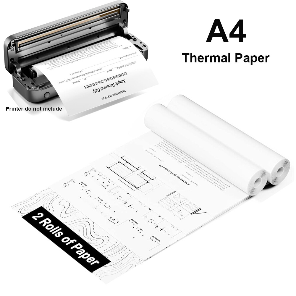 2 Rolls A4 Thermal Printer Paper 8.5" Width 7M Long for Itari M08F M832 Phomemo