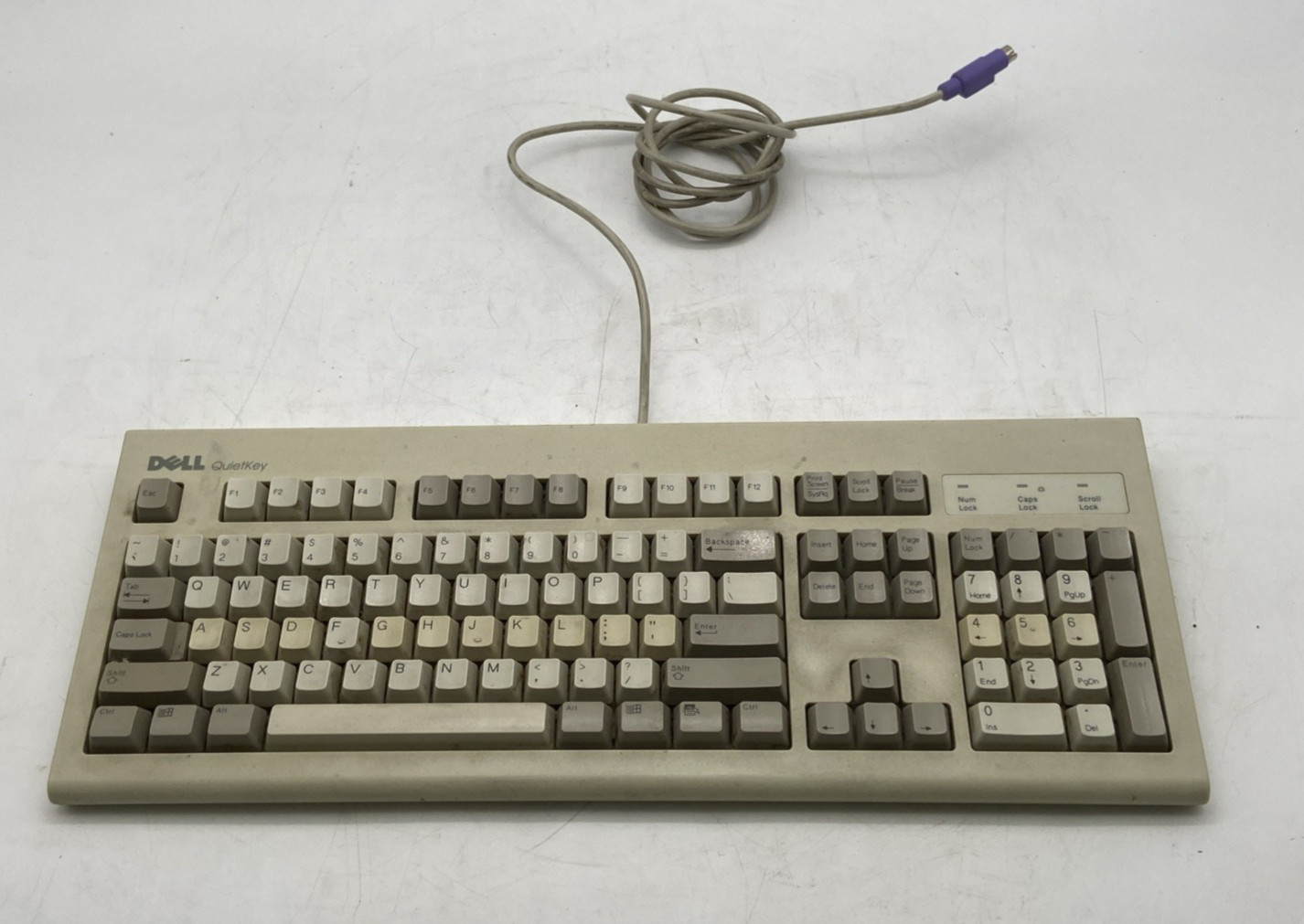 Dell QuietKey SK-8000 Gray/Beige Full PS/2 Desktop PC Vintage Keyboard