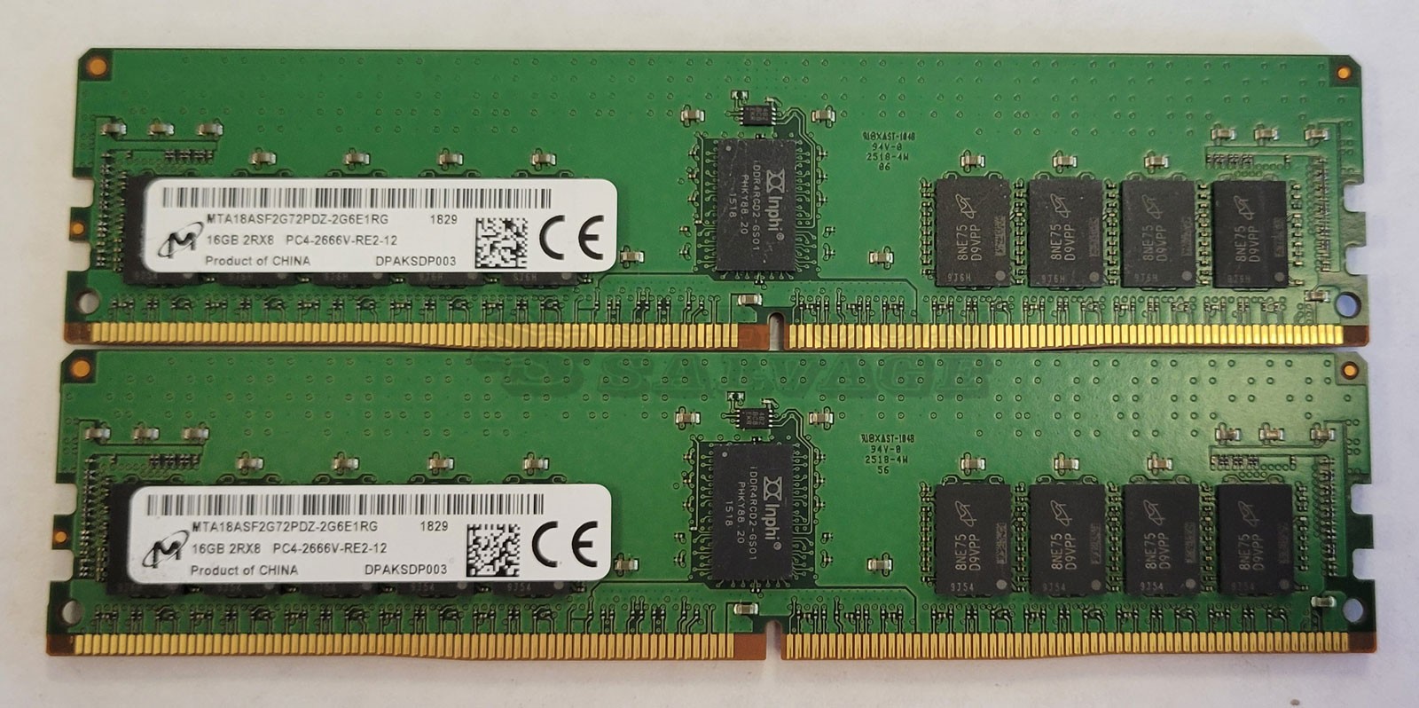 Micron 2 x 16GB DDR4-21300 PC4-2666V-R 2Rx8 288-Pin RDIMM Memory MTA18ASF2G72PDZ