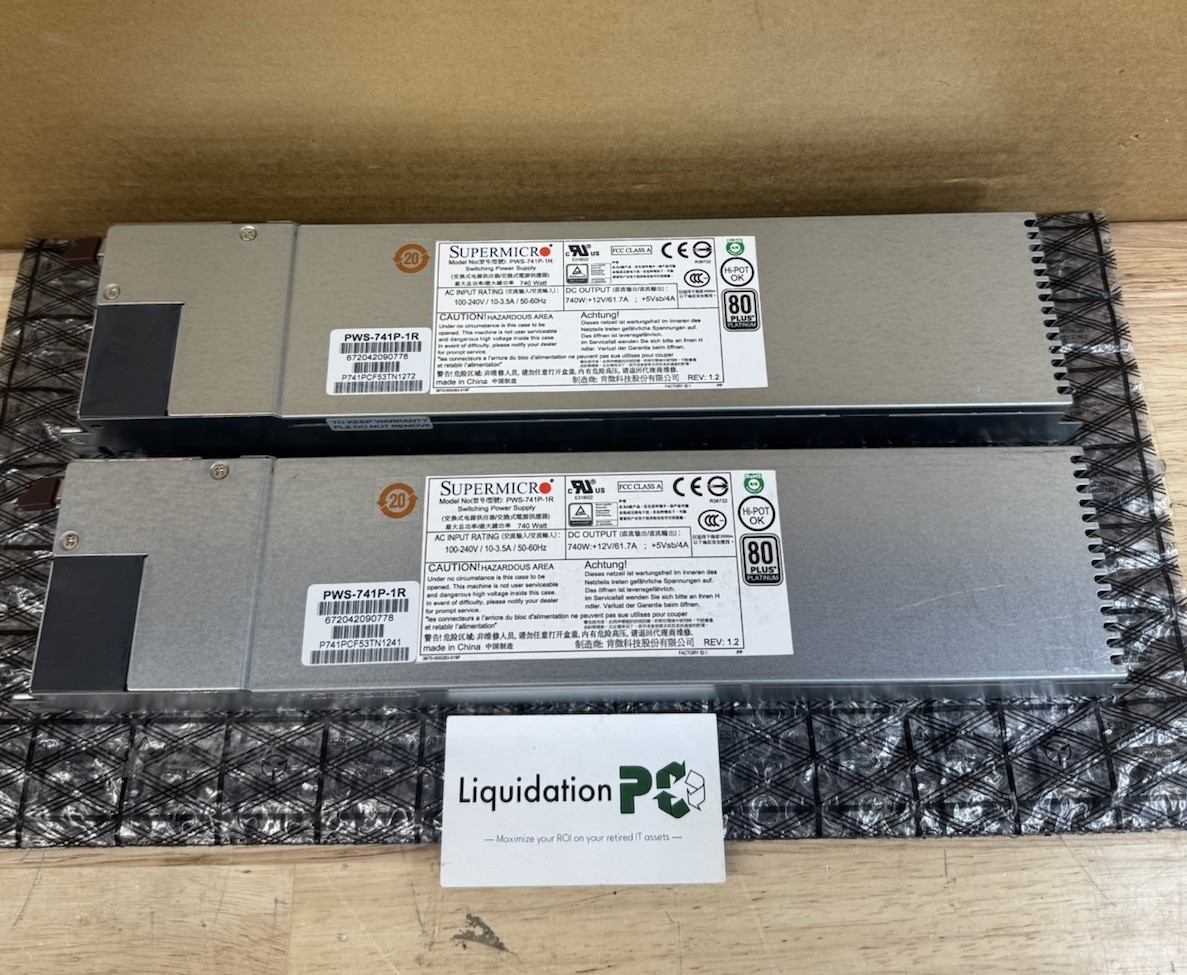 ✅ LOT OF 2 SUPERMICRO PWS-741P-1R 80PLUS PLATINUM 740W POWER SUPPLY