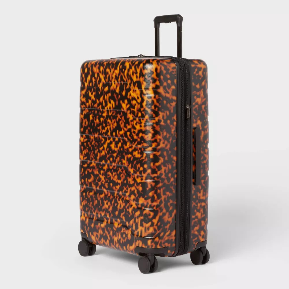 Large Checked Hardside Suitcase - Open Story Tortoise Shell