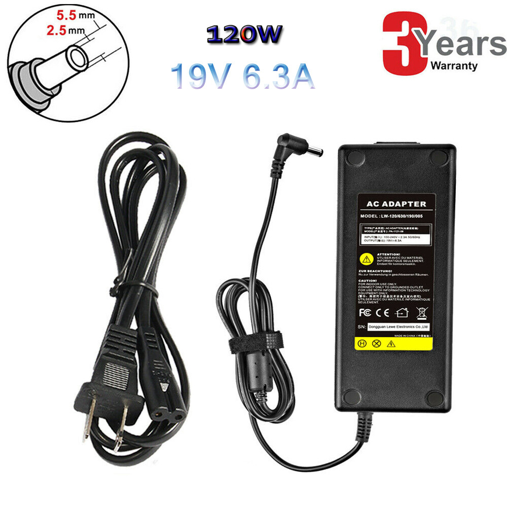 120W 19V 6.3A AC Power Supply Adapter Charger 5.5*2.5mm For Toshiba/HP/ASUS/ACER