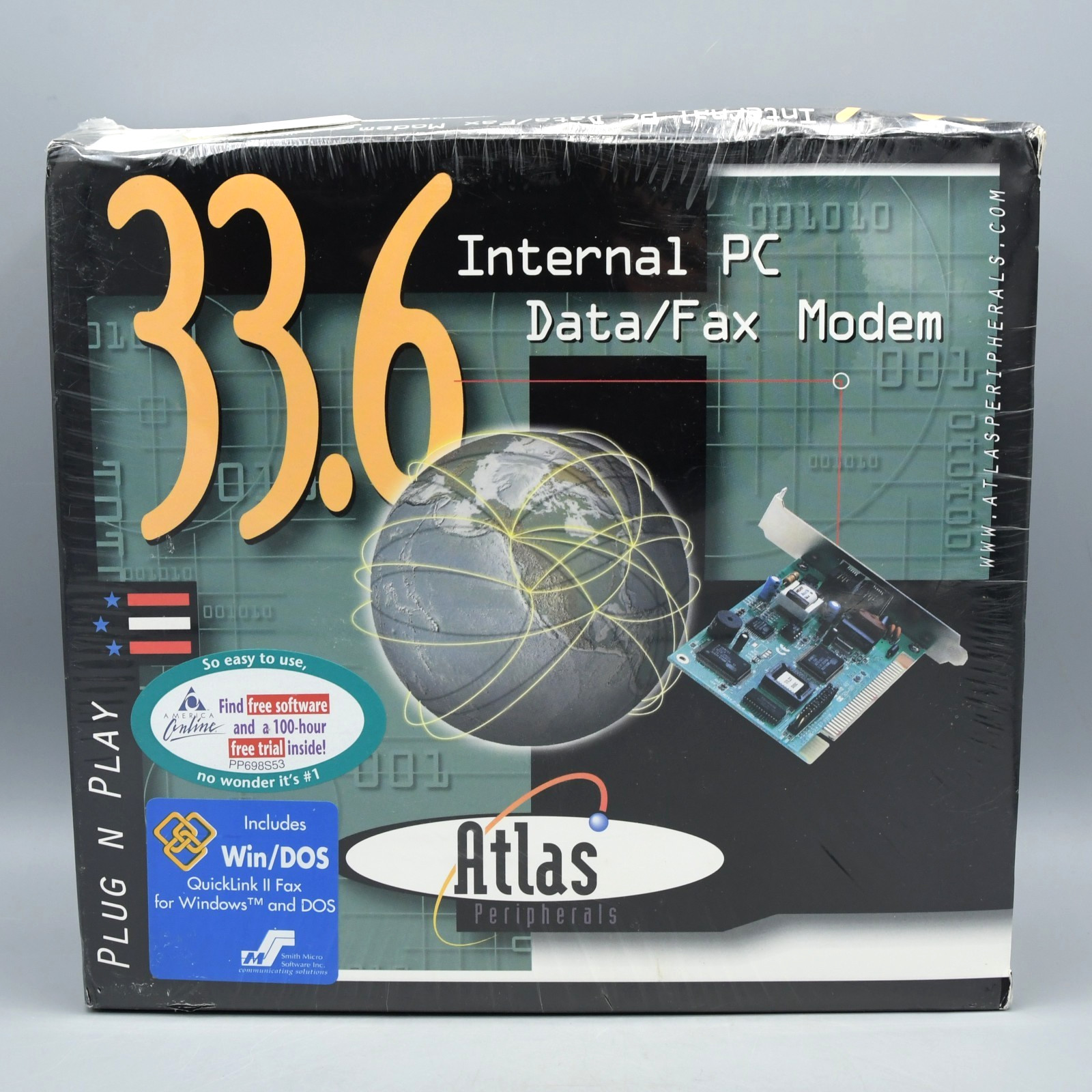 Internal PC Data Fax Modem 33.6 Kbps Vintage 1998 Atlas Windows 3.1 NEW