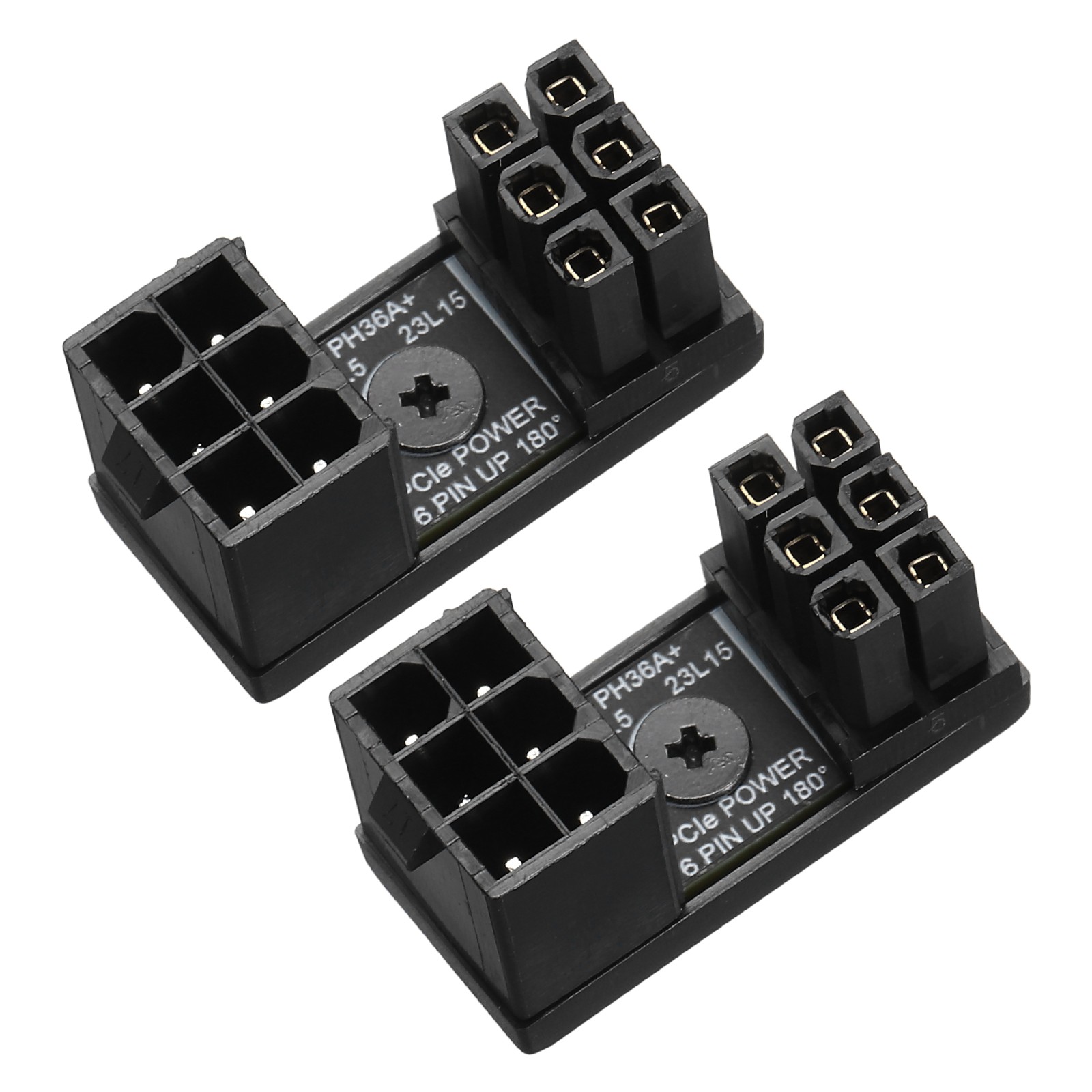 2 Pcs 6 Pin Female to 6 Pin Male 180 Degree Adapter Connector Standard, Black