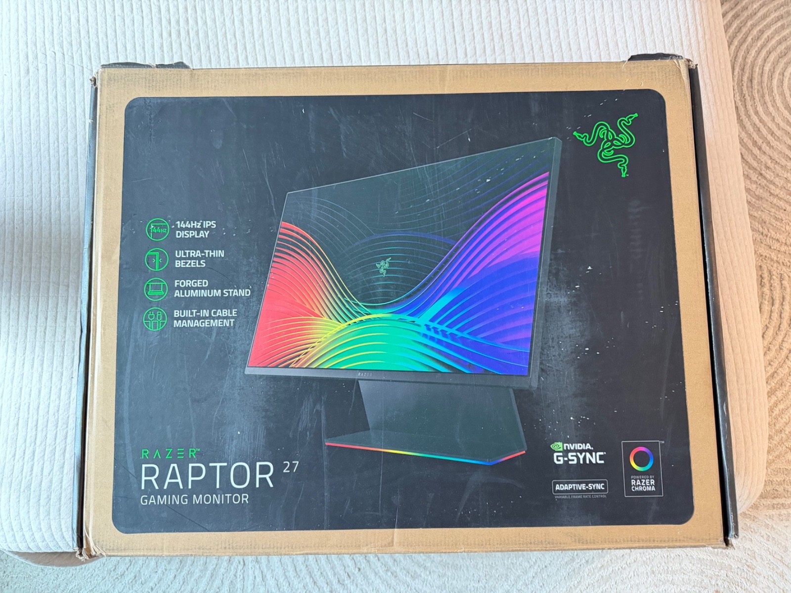 Razer Raptor 27 inch Widescreen 1440P Gaming Monitor Missing Port Covers See Pic
