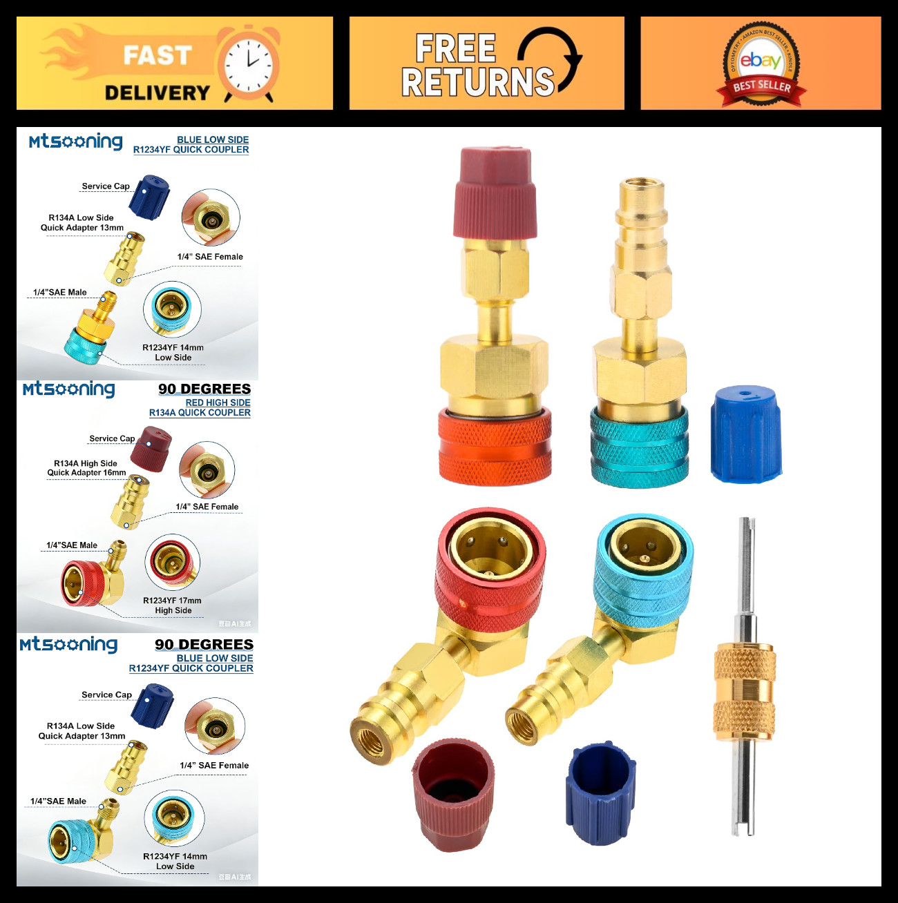R1234yf Adapter Kit - Self-Sealing Can Tap & Quick Coupler for R134a Conversion