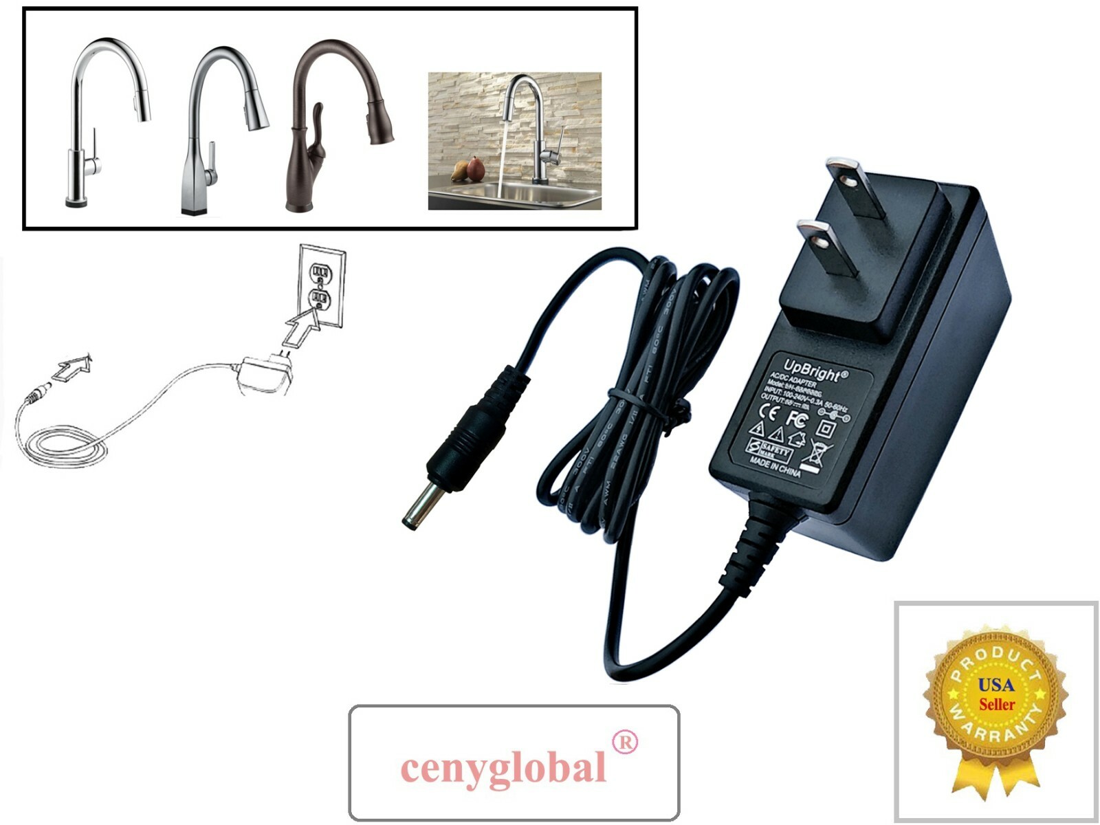 AC Adapter For Delta Addison 1 Handle Pull-Down Sprayer Kitchen Faucet Charger