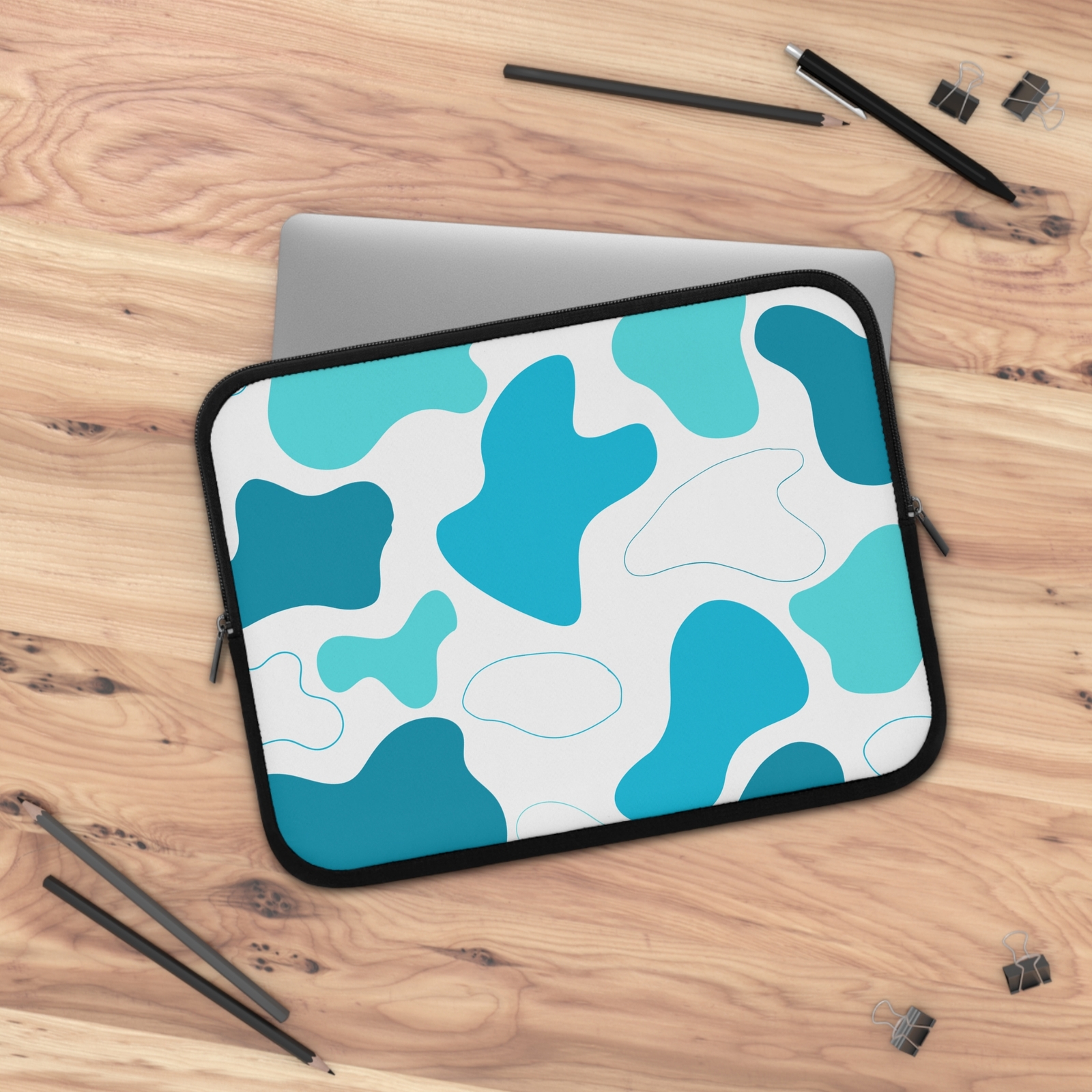 Blue Camouflage, Cow Print, Splatter Bag Computer Case Laptop Sleeve