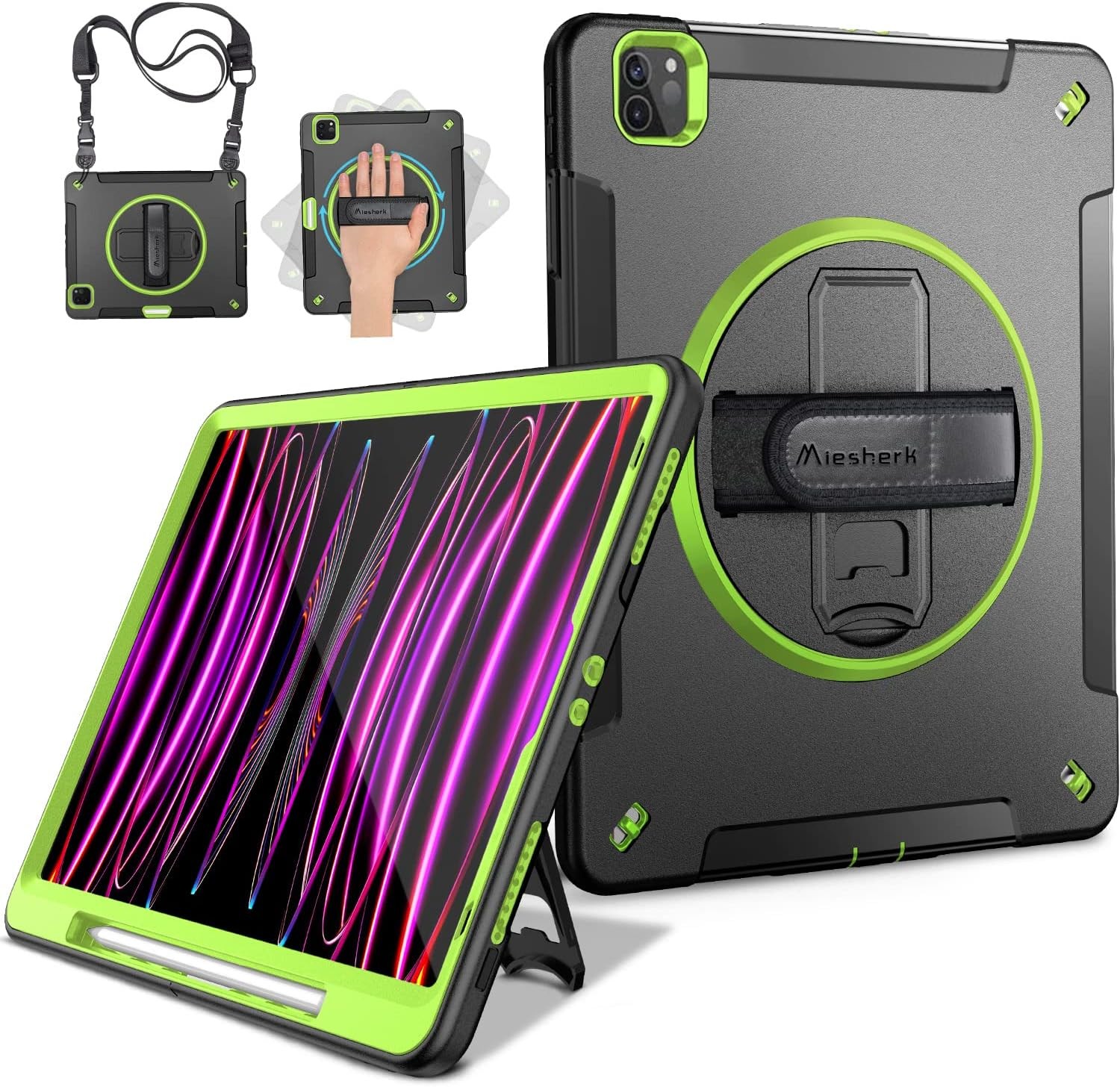 Military Grade Shockproof Case for iPad Pro 12.9 Inch 6th/5th Gen, Green Color