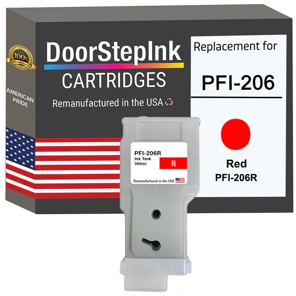 DoorStepInk Compatible Ink Cartridges For Canon PFI-206 Red 300ml-USA