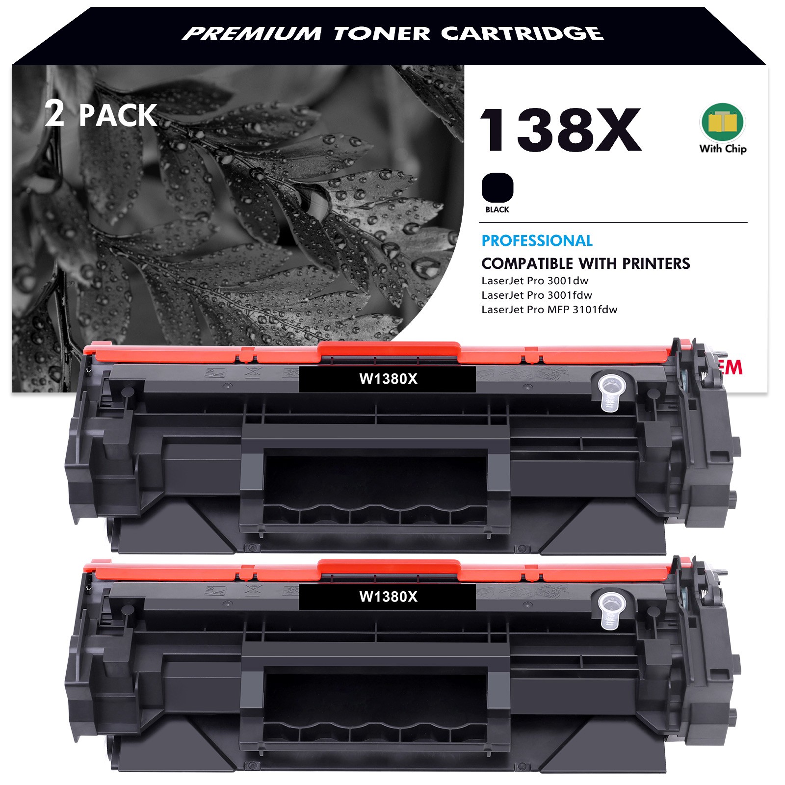 138X W1380X Toner with Chip Fit for HP LaserJet Pro 3001dw 3001fdw MFP 3101fdw
