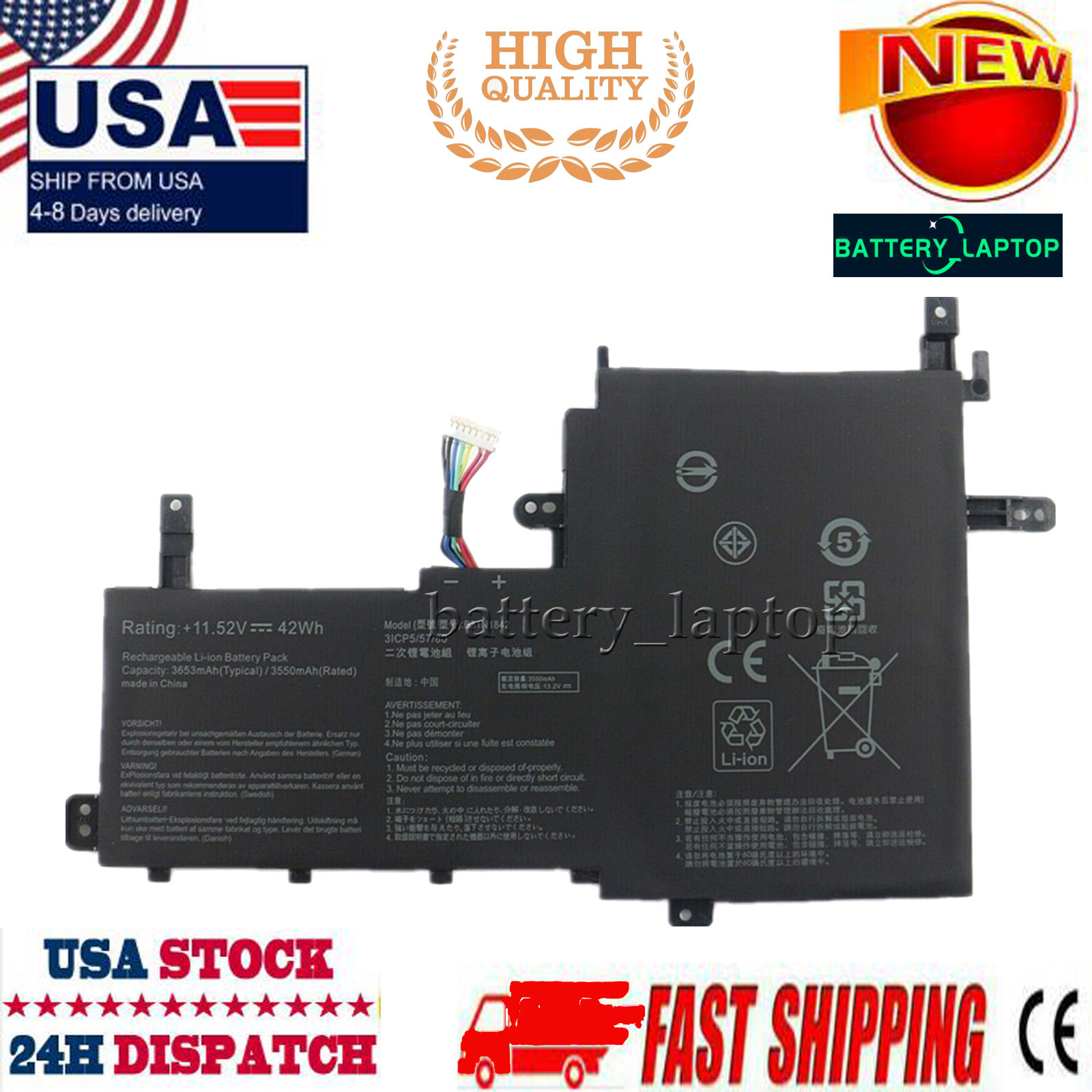 New For Asus Vivobook K513E Laptop Battery 11.52V 42Wh B31N1842 US