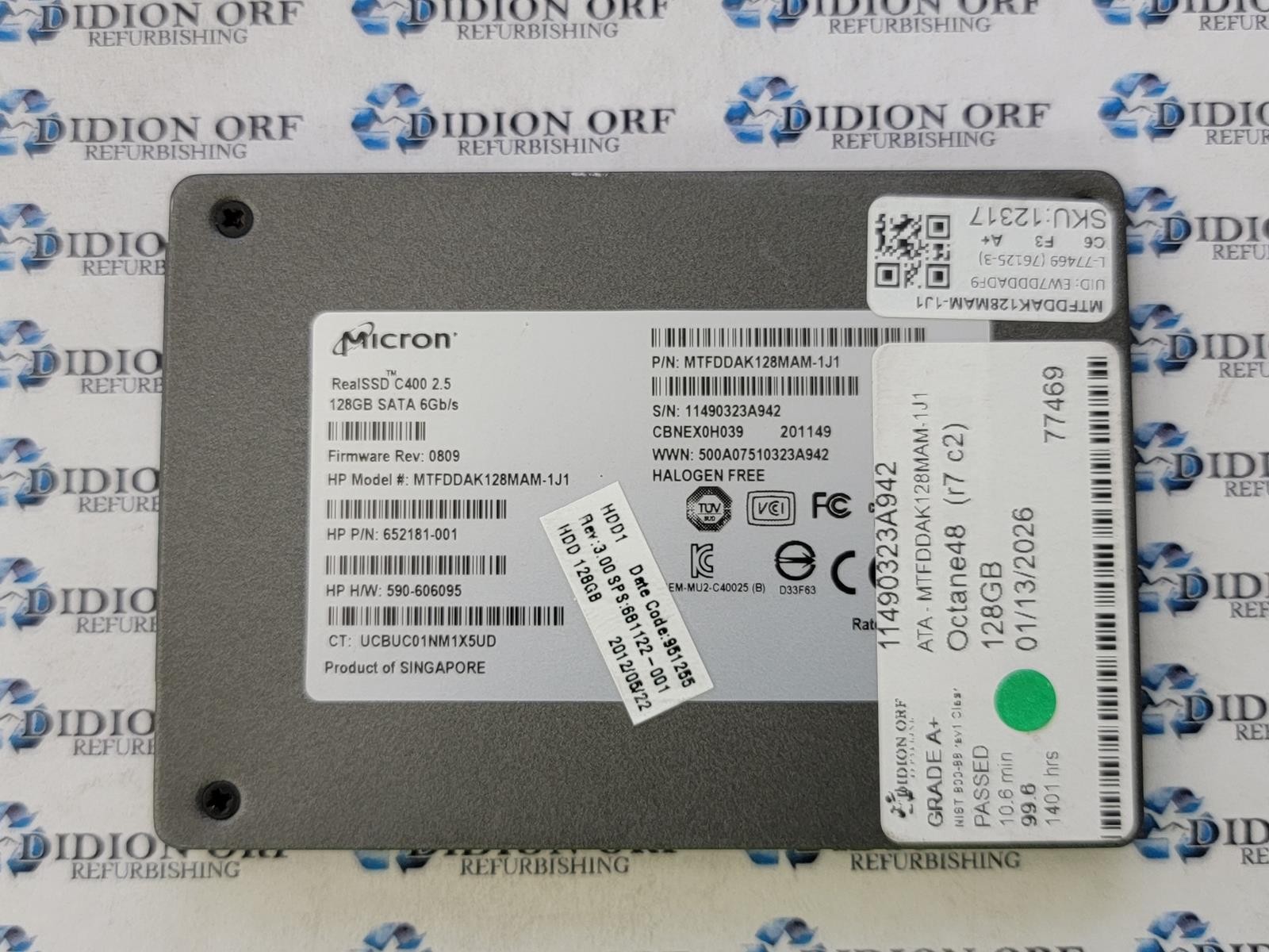 MICRON REALSSD C400 128GB 2.5" SATA SSD MTFDDAK128MAM-1J1 Grade A+, SKU 12317