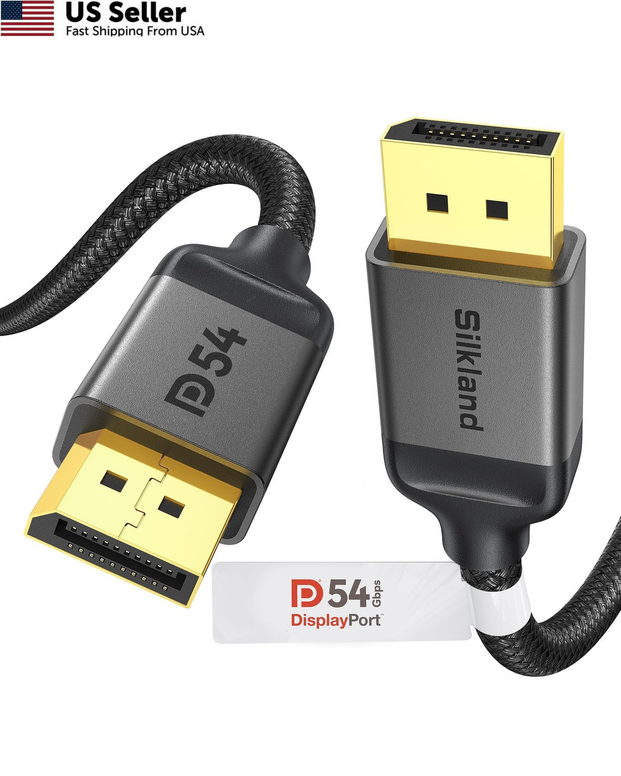 Silkland 54Gbps VESA Certified DisplayPort 2.1 Cable, DP 10 Feet, Grey