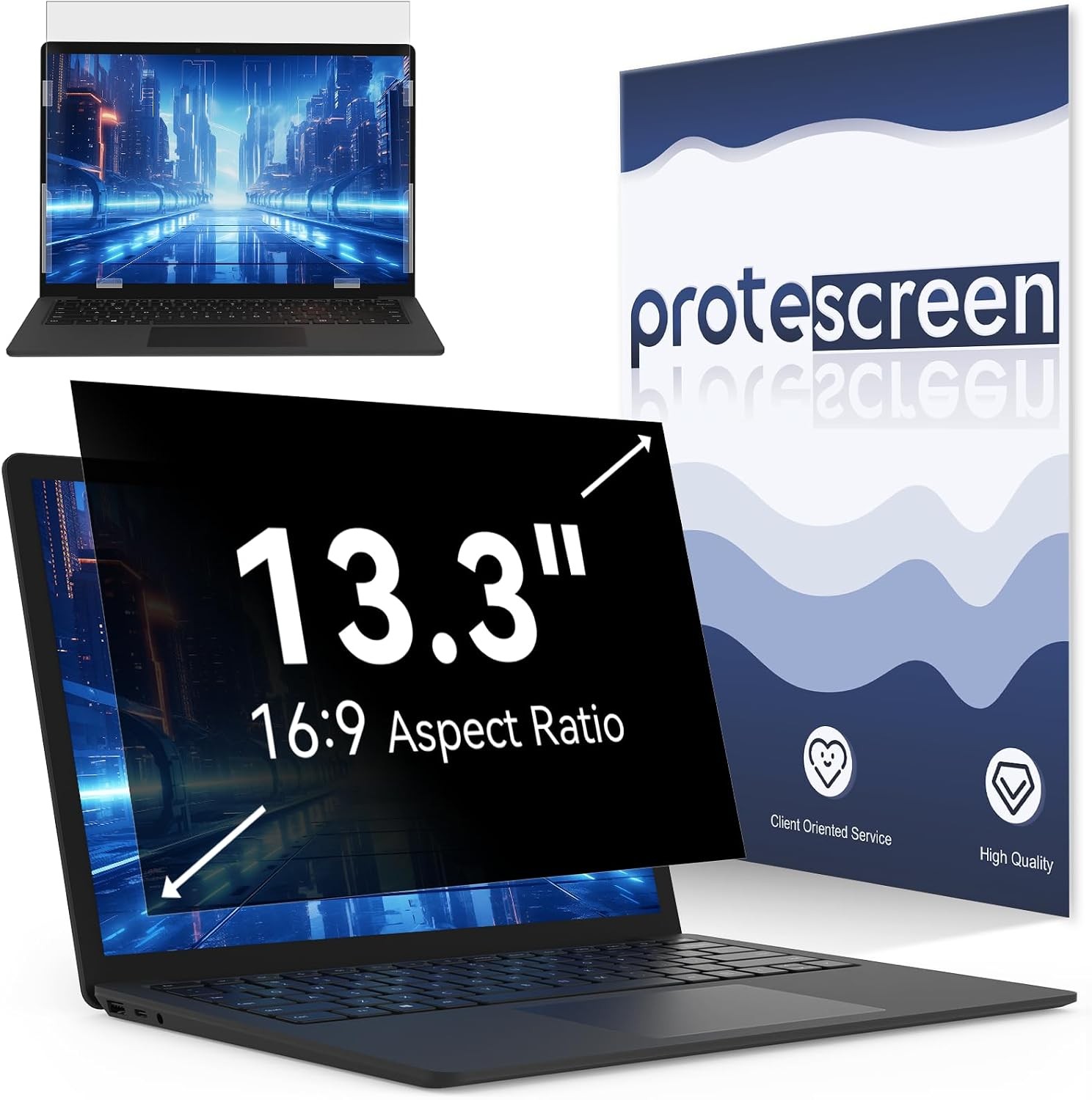 13.3 Inch Privacy Screen for Laptops, Anti-Glare Blue Light Filter, Fits Lenovo,