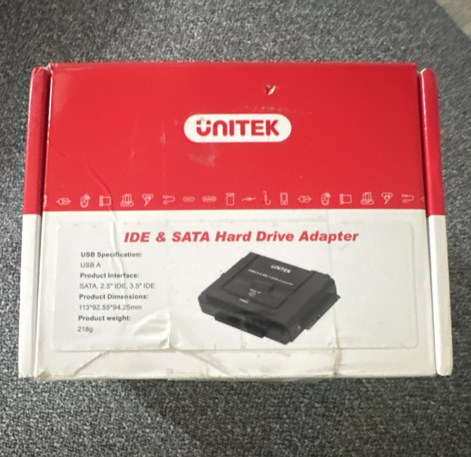 UNITEK Portable USB-A to SATA IDE/EIDE/PATA Hard Drive Adapter, Black