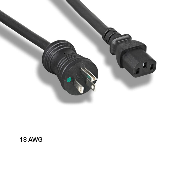 10PCS 10ft 18 AWG Hospital Grade Power Cable NEMA 5-15P to C13 10A/125V Blk