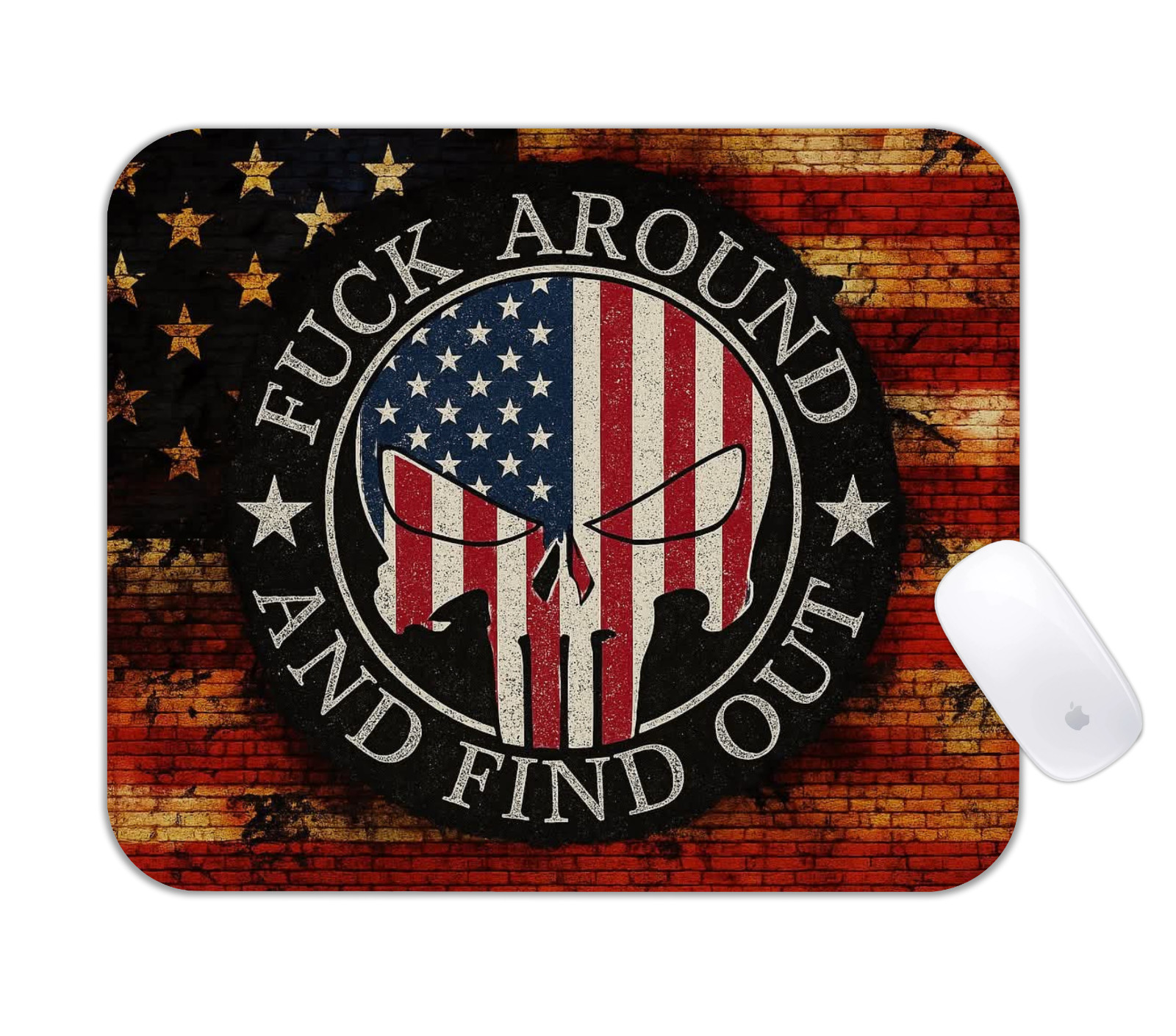 Patriotic Skull American Flag Desk Mat Punisher Style Gaming Mouse Pad