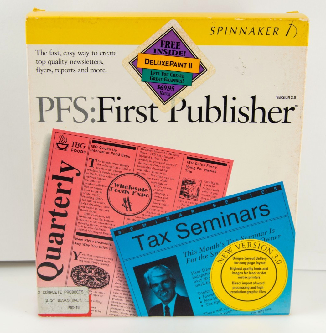 PFS First Publisher Windows v3.0 Spinnaker 5.25" PC Software & Deluxe Paint II