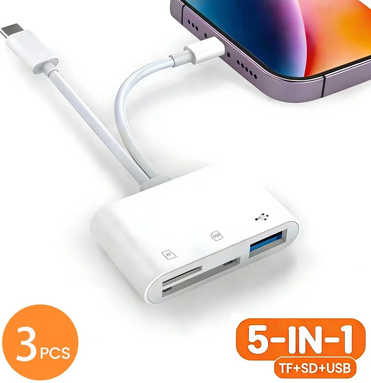 5-in-1 Memory Card Reader for iPhone iPad USB 3.0 OTG Adapter for SD/TF