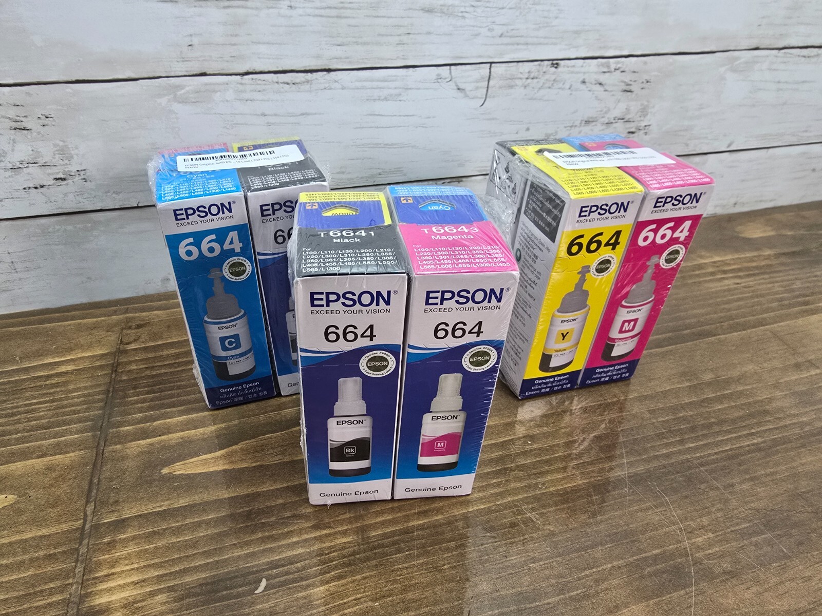 New Epson 664 Color Ink Refills GENUINE Cyan Magenta Black Yellow(One Pack of 4)