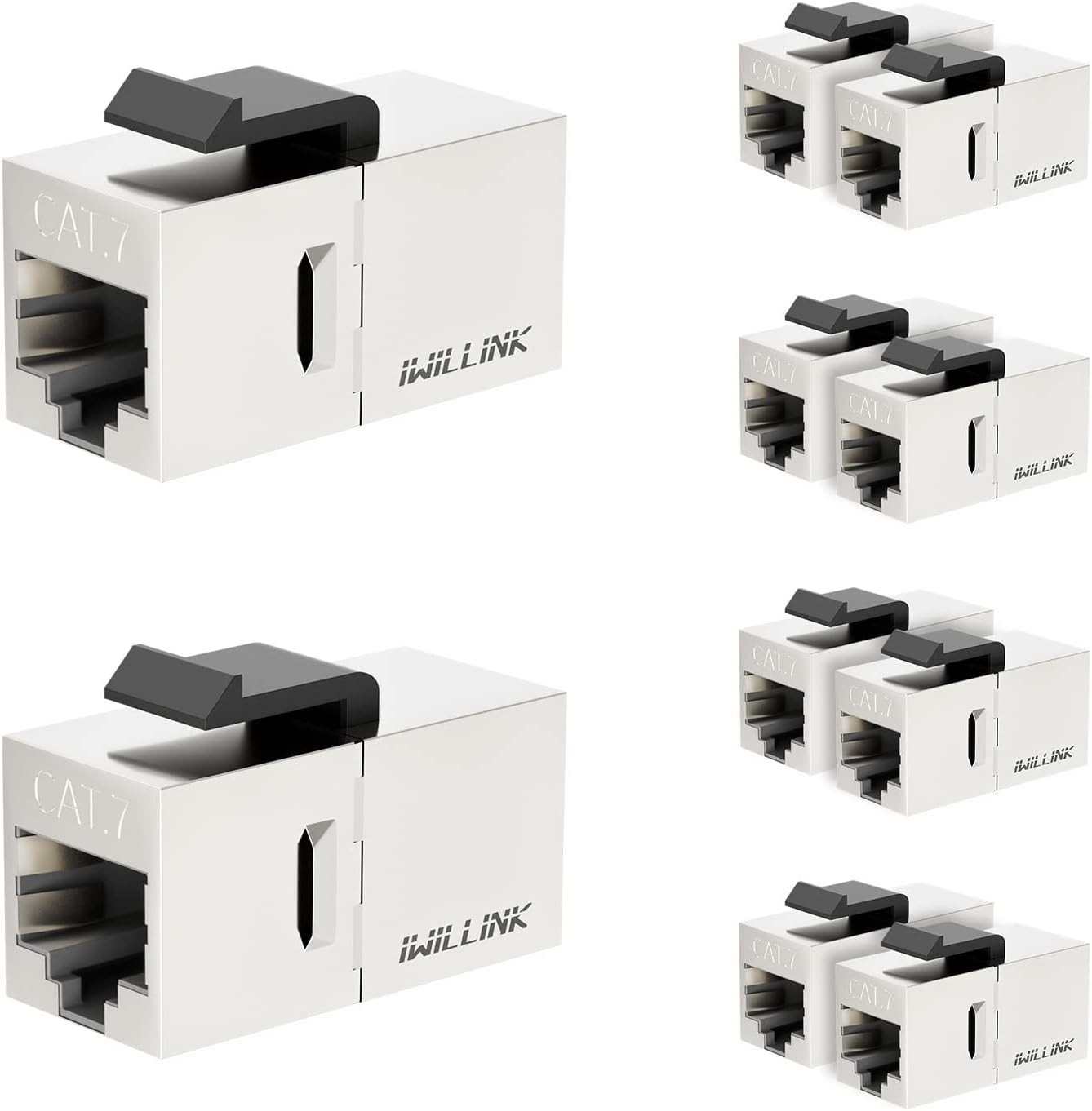10Gbps CAT7 Coupler RJ45 Keystone Shielded Coupler 10-Pack, Ethernet Coupler, Fe