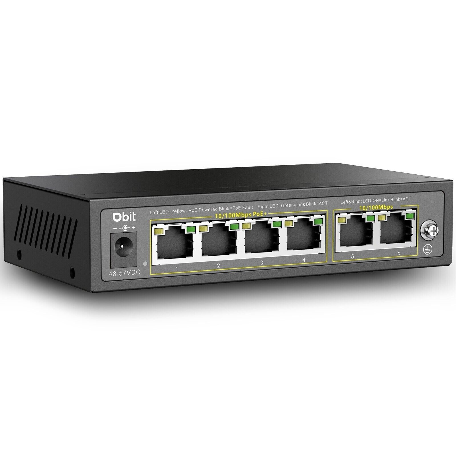 6-Port Ethernet PoE Switch with 4 Ports PoE+, 2*Fast Ethernet Uplink 10/100Mbps