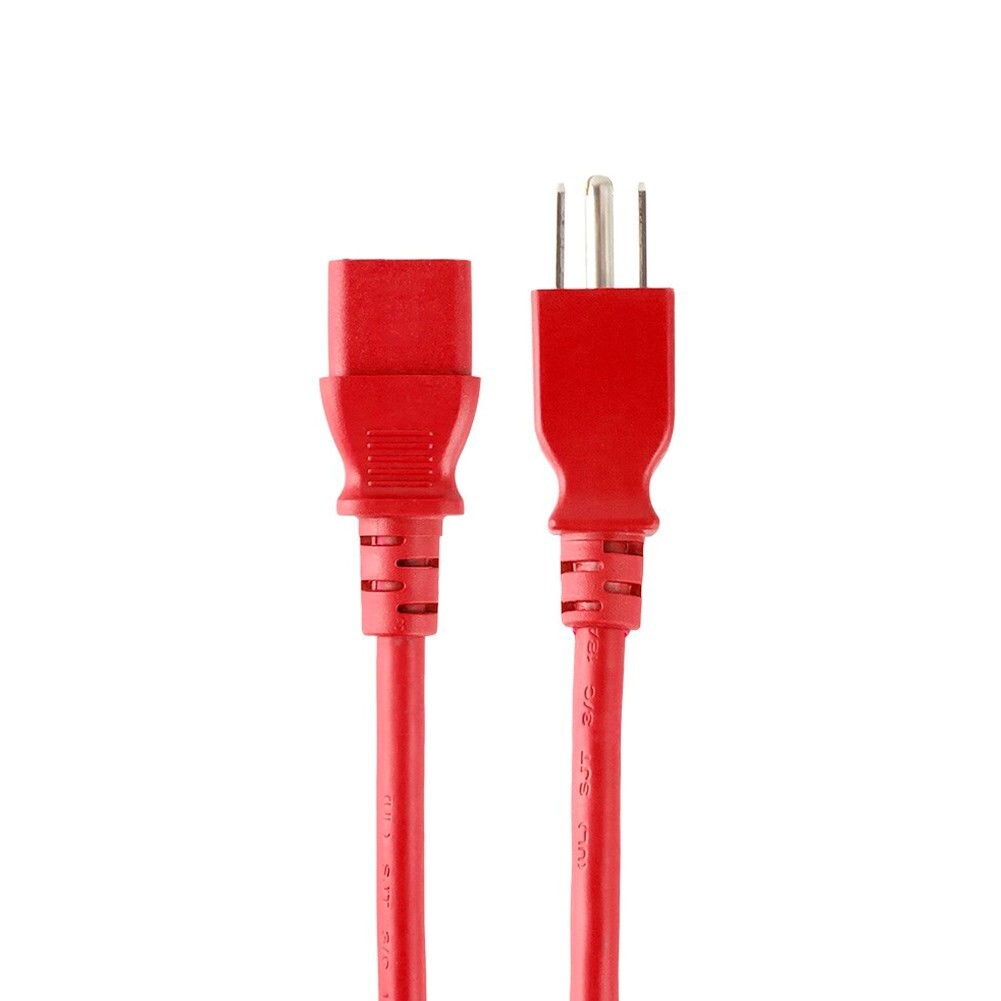 3x 2FT Power Cord Cable Extension NEMA 5-15P to IEC 60320 C13 18AWG 3-Prong Red