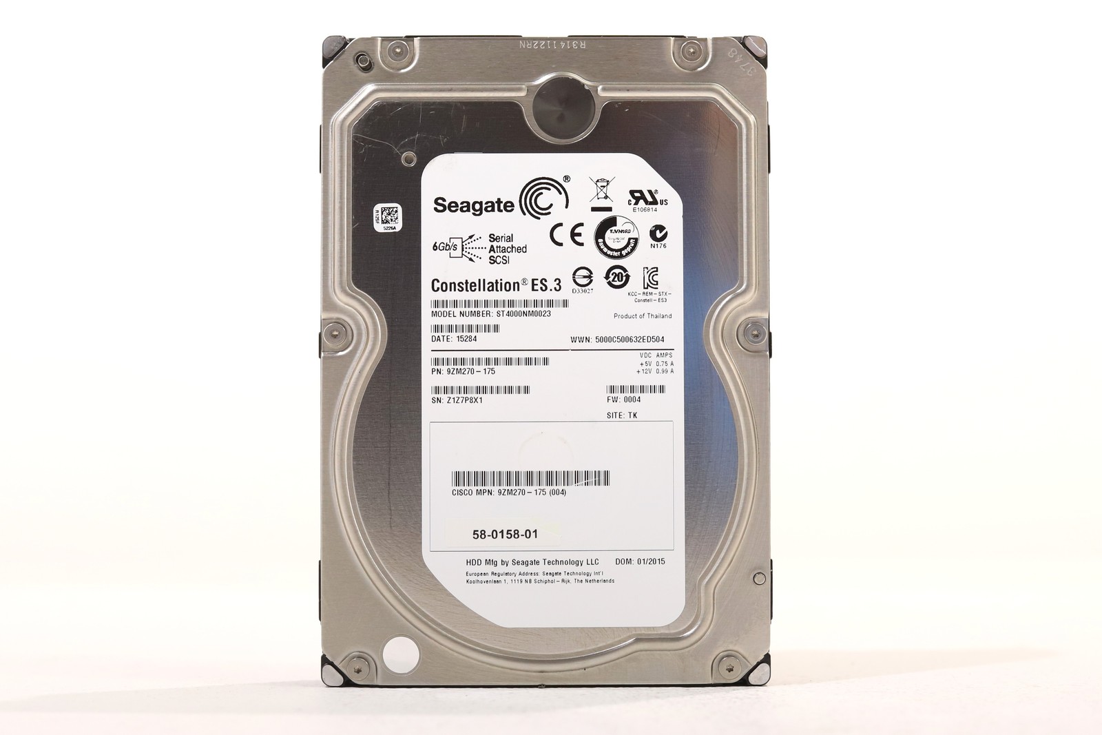 Seagate ST4000NM0023 4TB 3.5" 6Gb/s 128MB 7.2K RPM SAS Hard Drive P/N:9ZM270-175