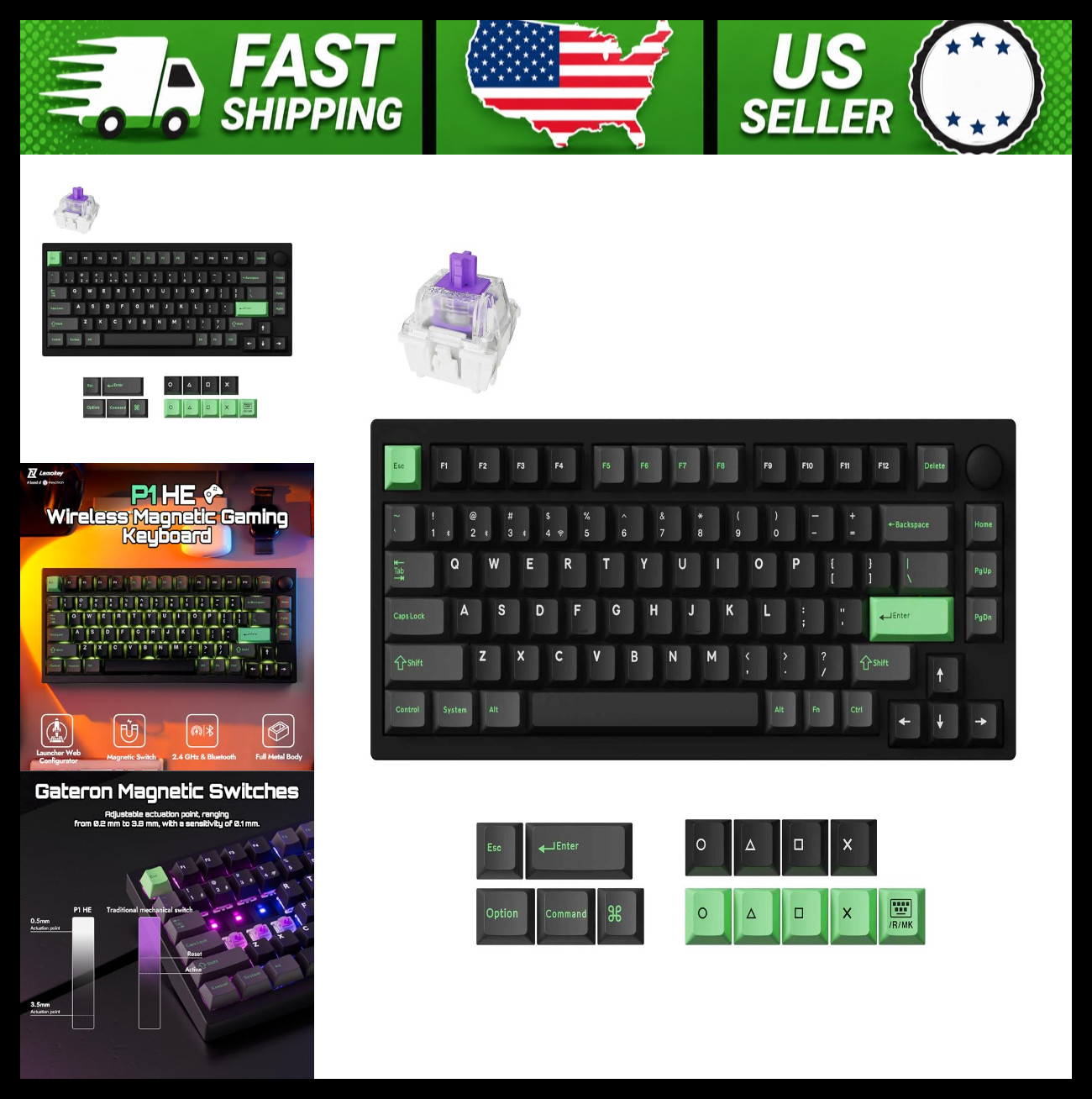 LEMOKEY Wireless 75% Mechanical Gaming Keyboard, Magnetic Switches, Knob - Black